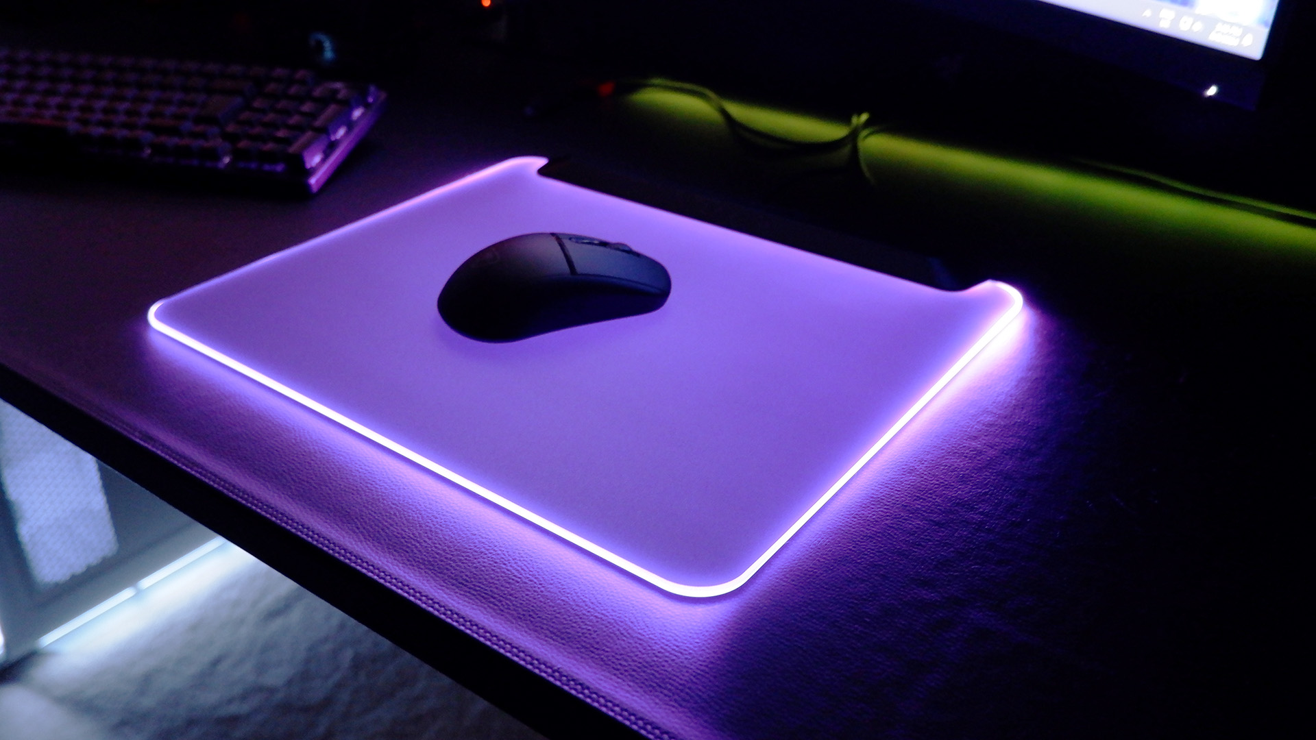 The best mouse pads used on a black desk with lighting enabled, if applicable.