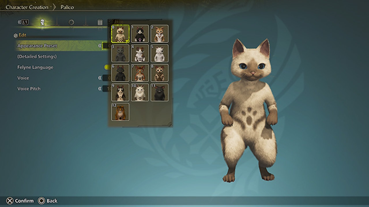 Monster Hunter Wilds character creator screen