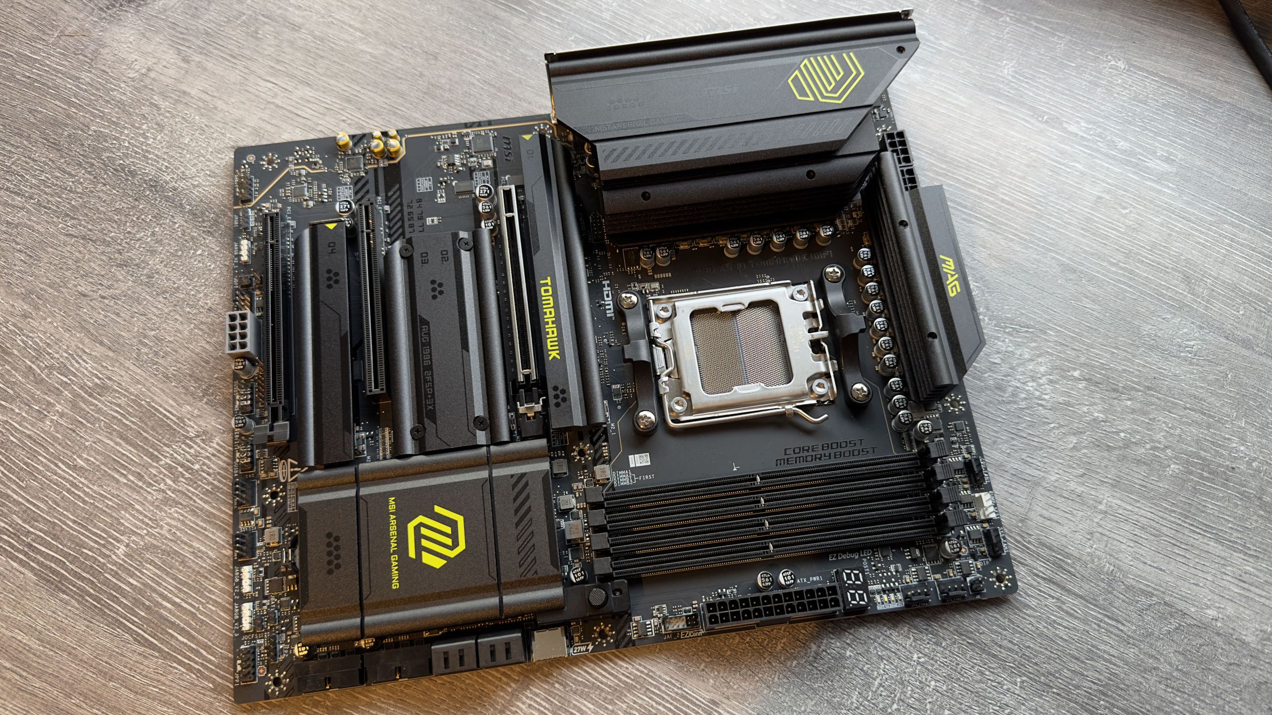 A photo of an MSI MAG X870 Tomahawk WiFi motherboard