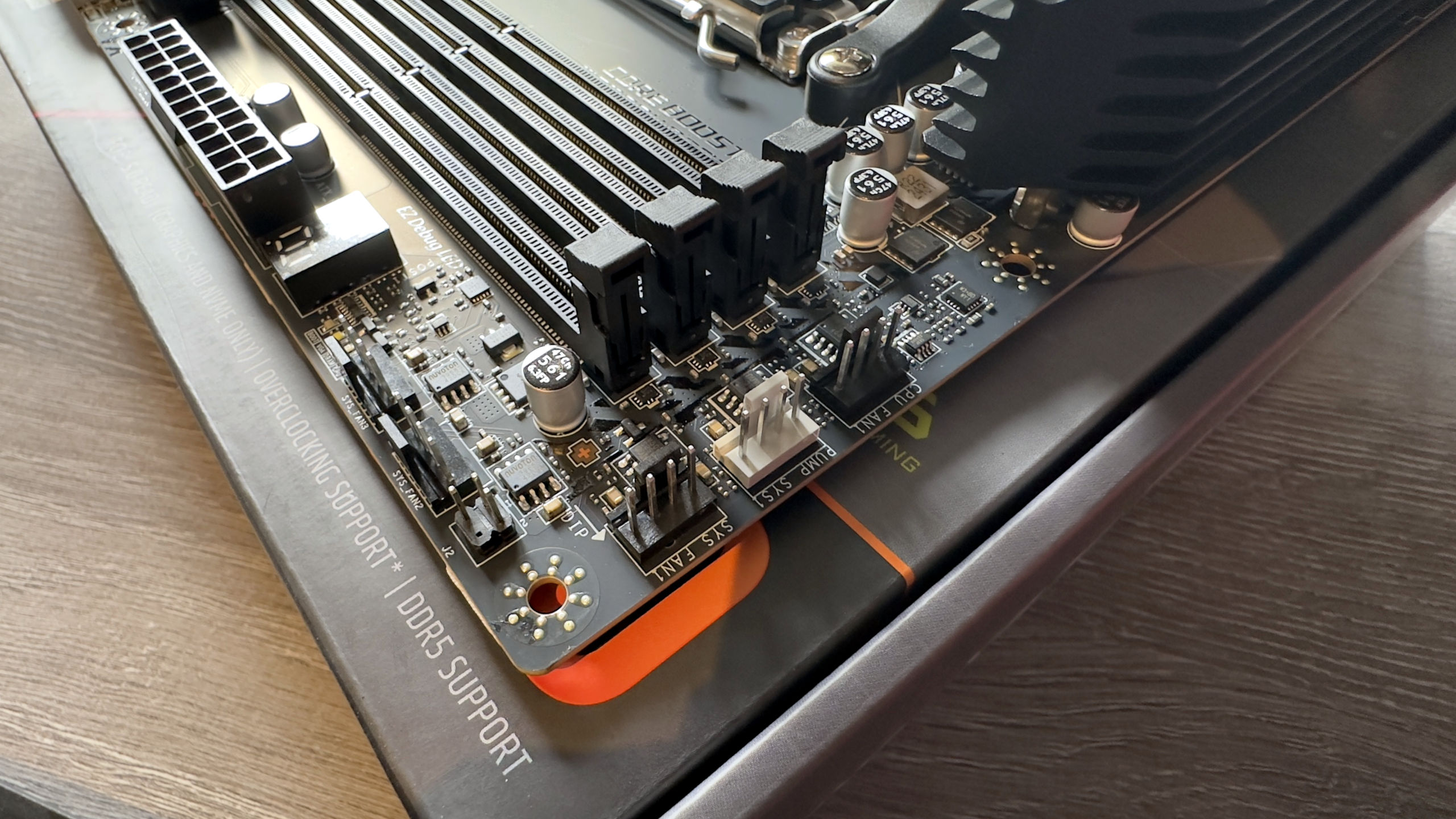 A close-up photo of the components on an MSI MAG X870 Tomahawk motherboard