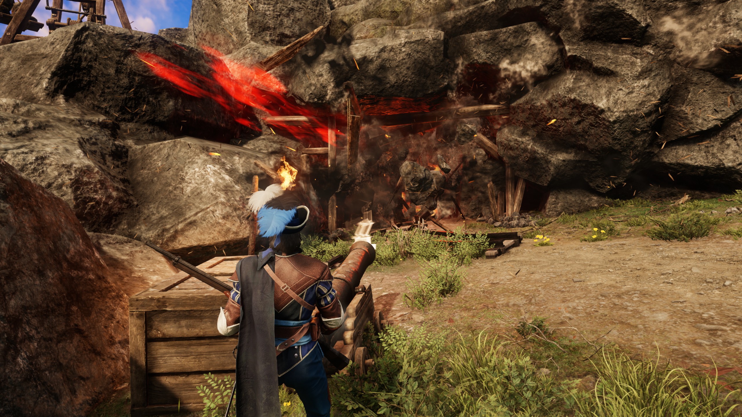 Blowing up some rocks with a canon in New World: Aeternum