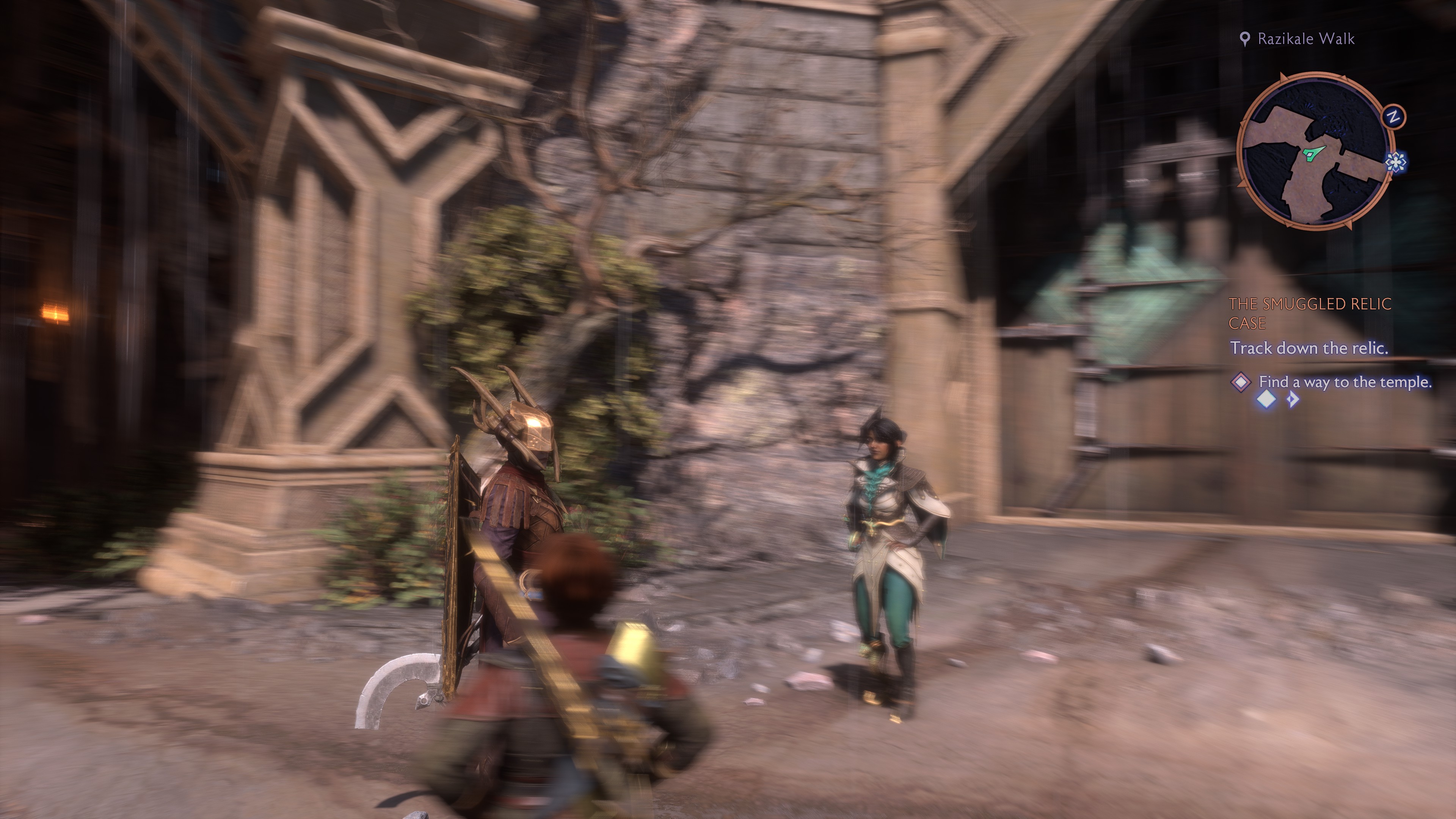 A screenshot of Dragon Age: The Veilguard, showing the impact of the use of motion blur