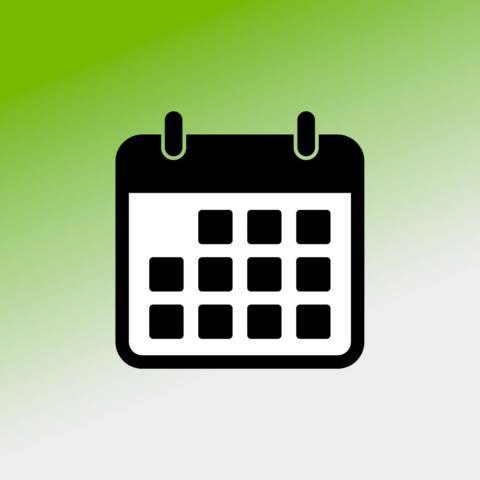 Calendar icon on a green to grey gradient