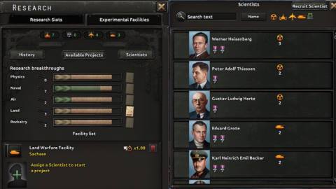 Hearts of Iron 4: Gotterdammerung screenshot showing Nazi scientists