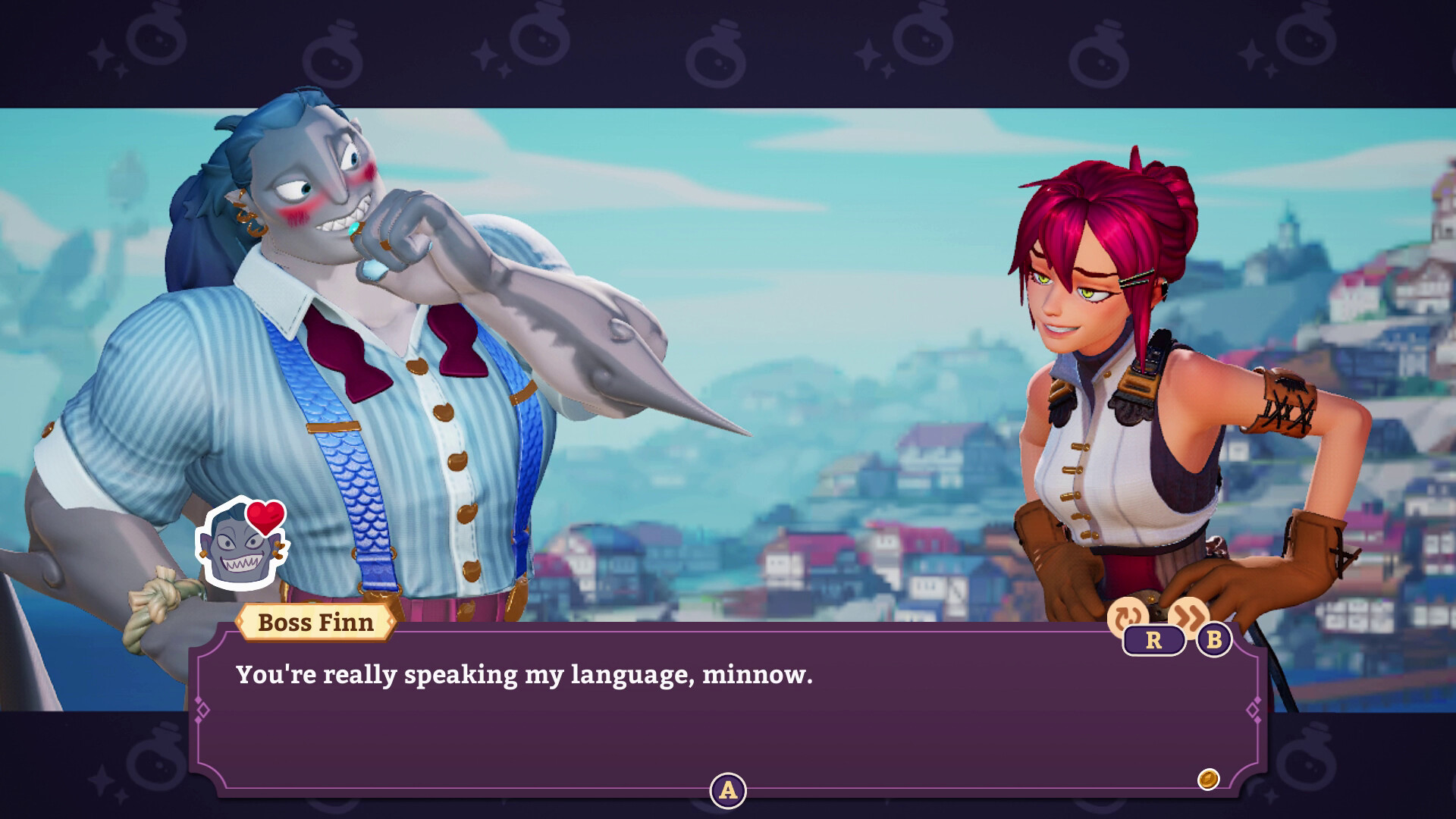 A screenshot showing a conversation taking place in Potionomics