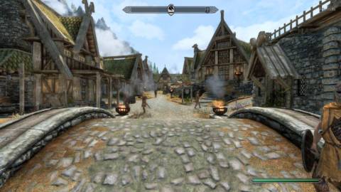 A flipped Whiterun in Skyrim.