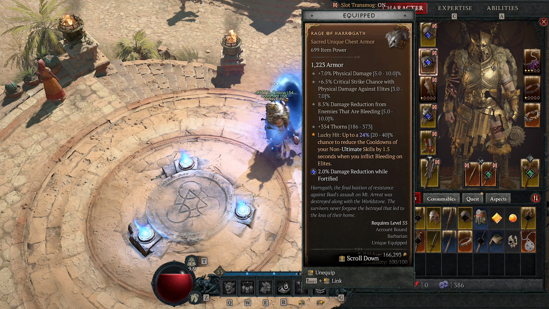 A Barbarian wearing a Unique chest piece in Diablo 4 A Barbarian wearing a Unique chest piece in Diablo 4