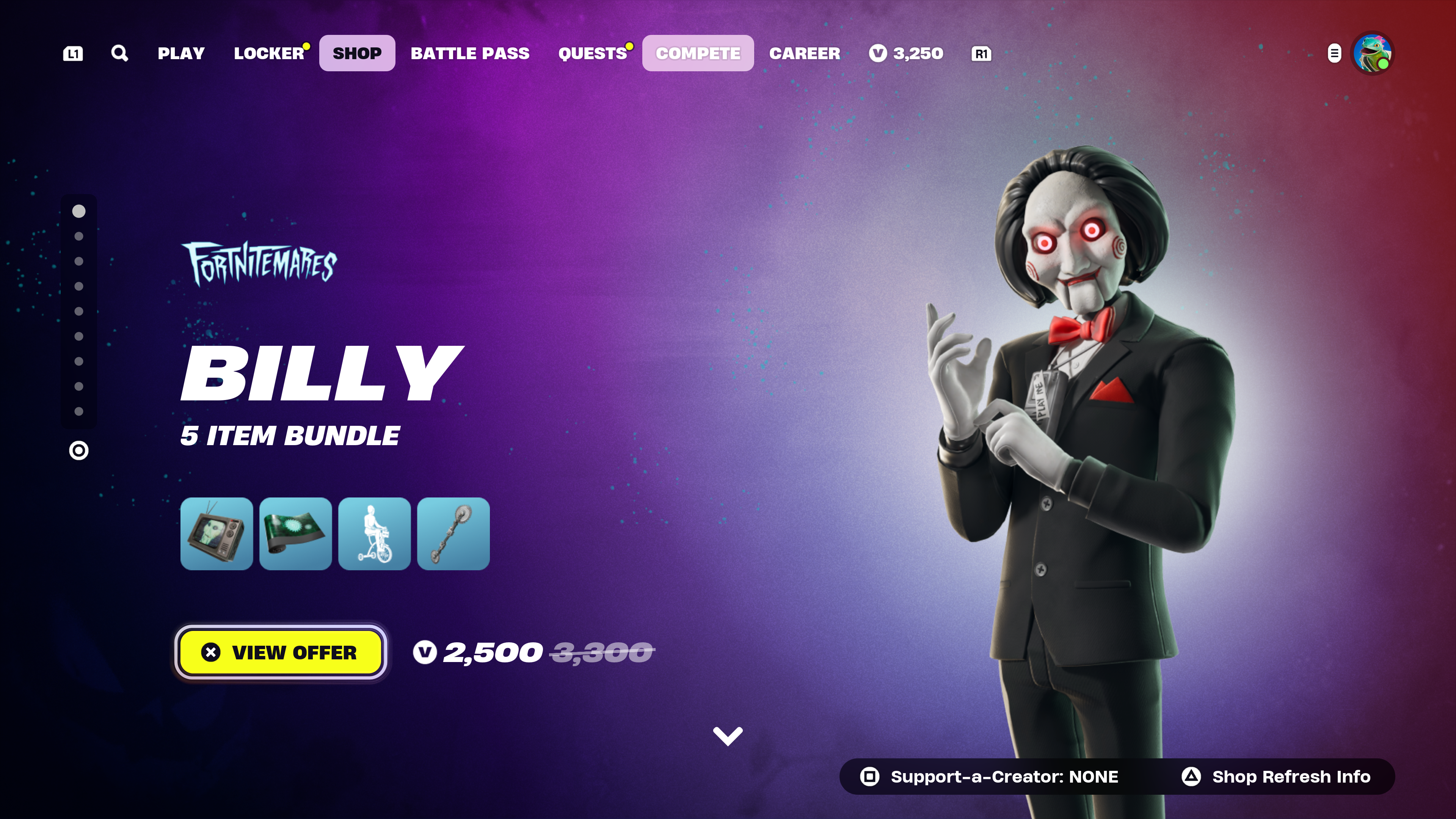 Fortnite shop Perilous Puppet bundle