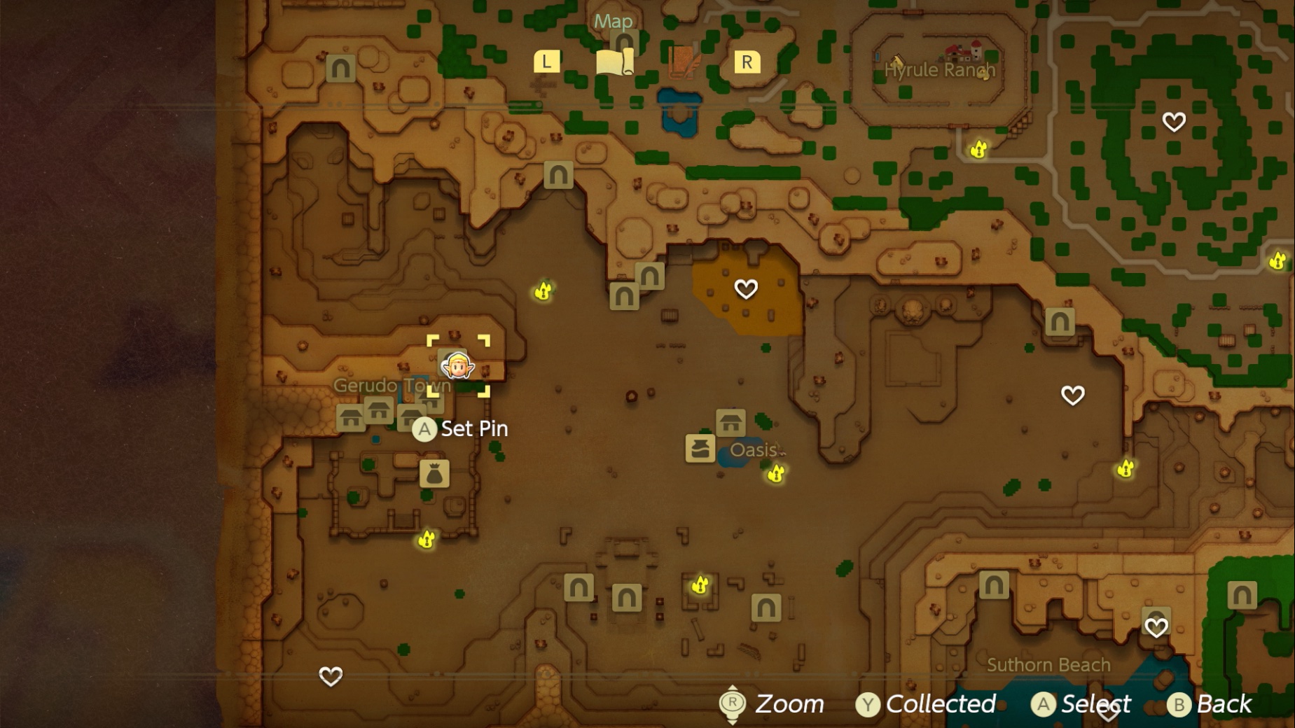 A map shows where to find platboom echoes in Zelda Echoes of Wisdom