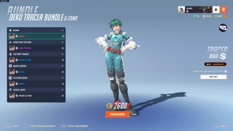 A Deku skin for Tracer in Overwatch 2.