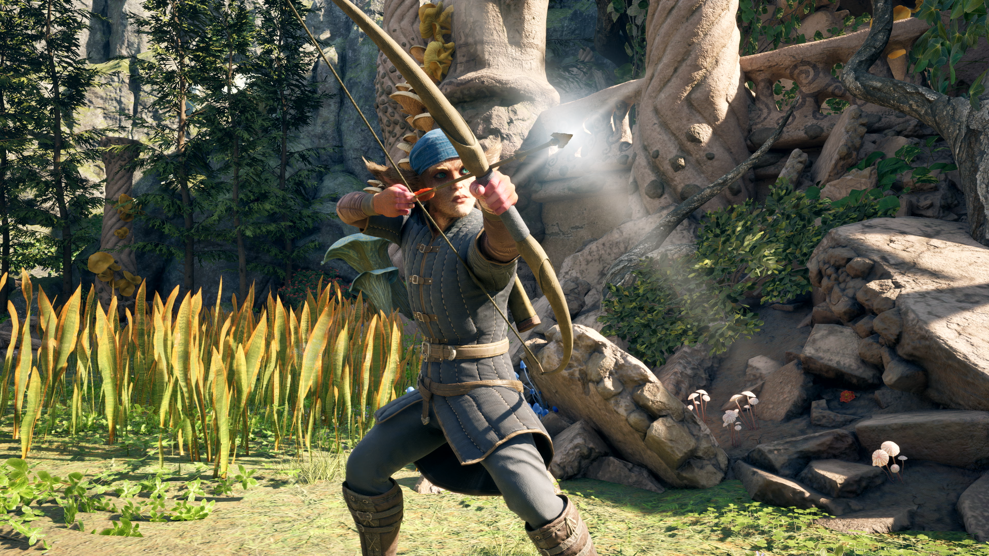 A character firing a bow in Avowed.