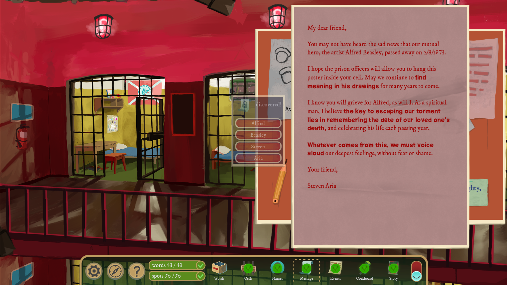 A player reads a letter in Rise of the Golden Idol