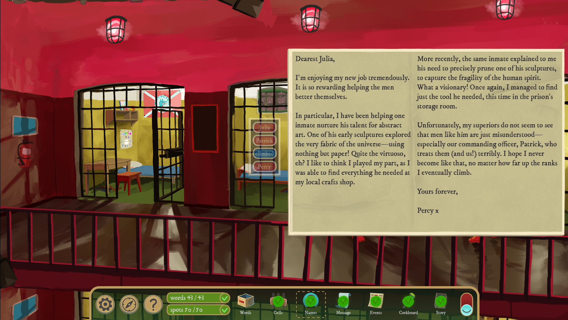 A player reads a letter in Rise of the Golden Idol