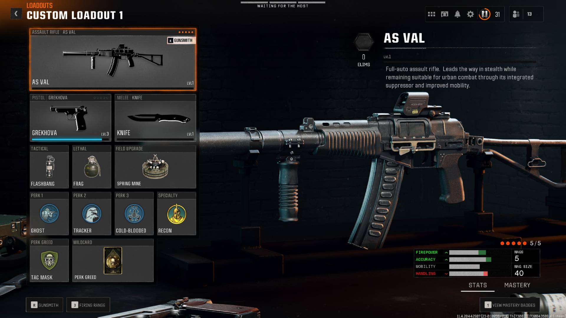 A menu shows the best class loadout for the AS VAL in Black Ops 6