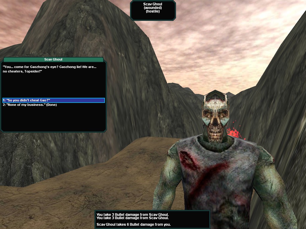 Zombie character facing camera with dialogue window about it stealing from another character in Brigand: Oaxaca