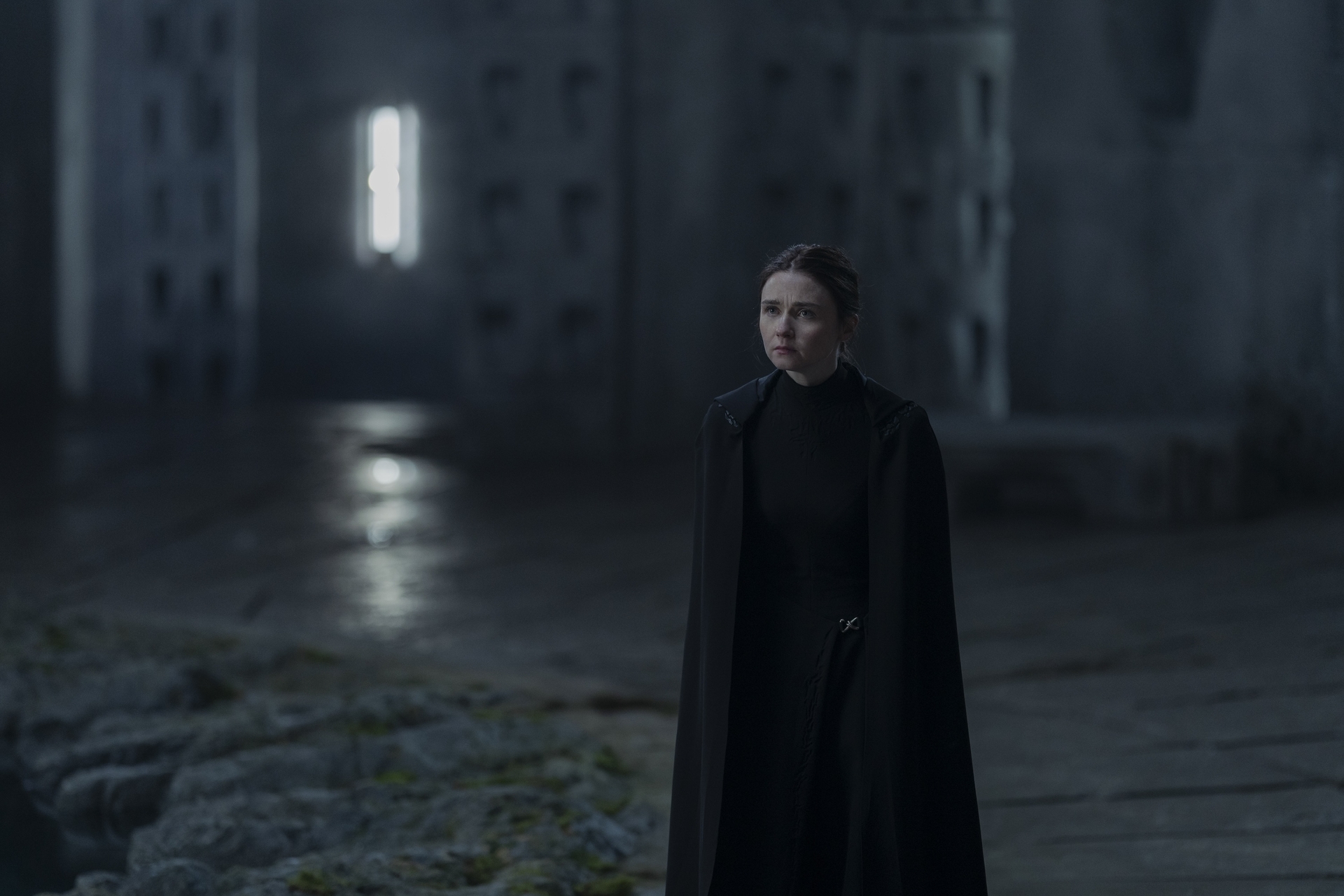 Young Valya (Jessica Barden) looking stern in a still from Dune: Prophecy