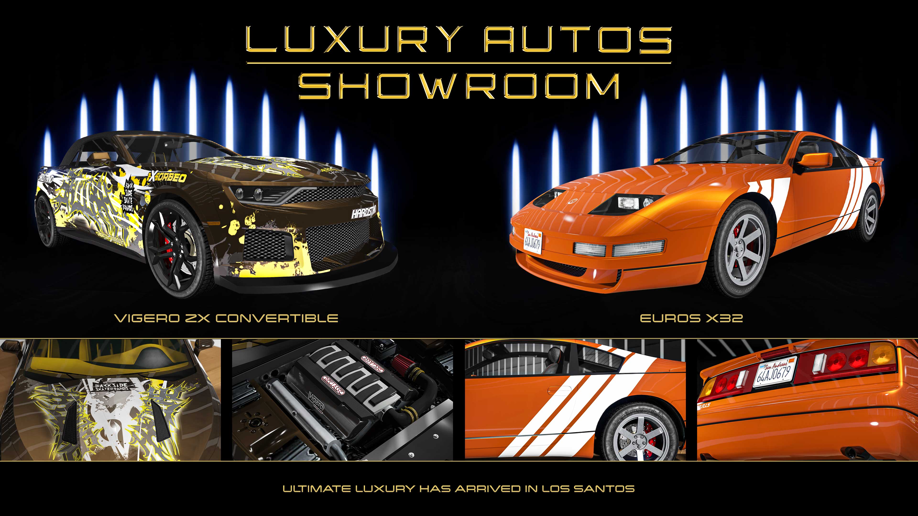 GTA Online promo art for Luxury Autos Showroom vehicles this week