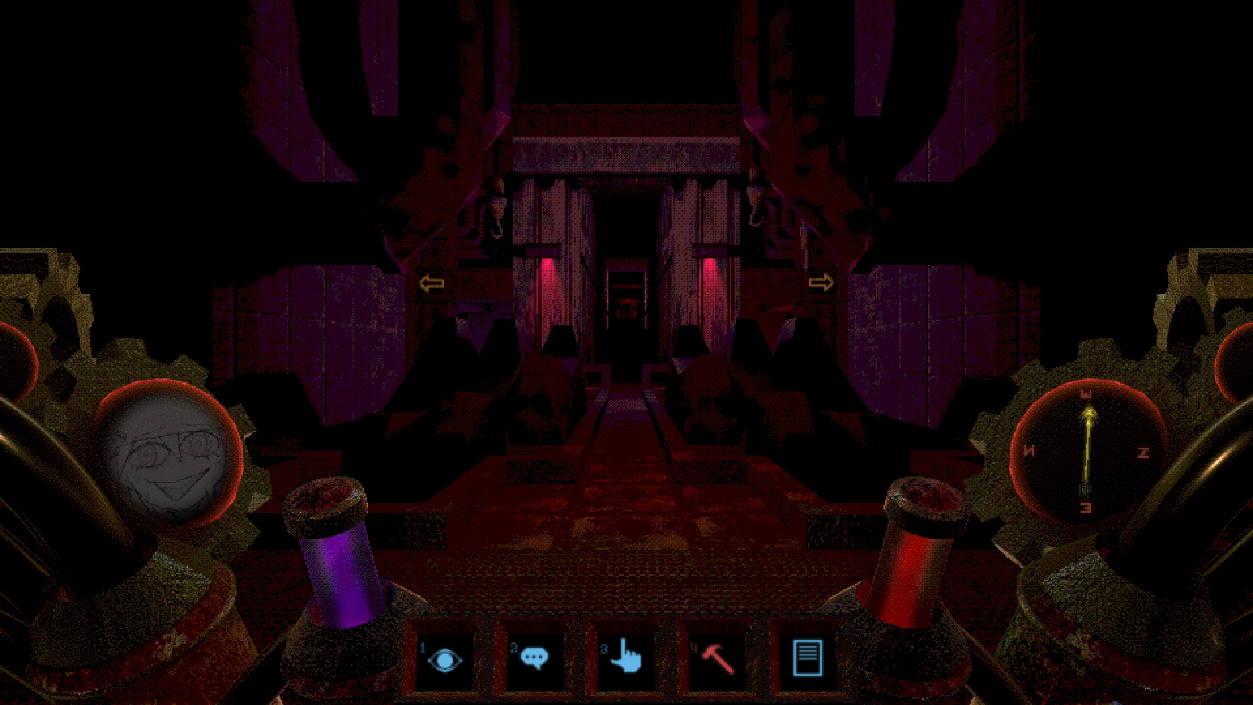 Purple lit grinding gear factory in Psychopomp.