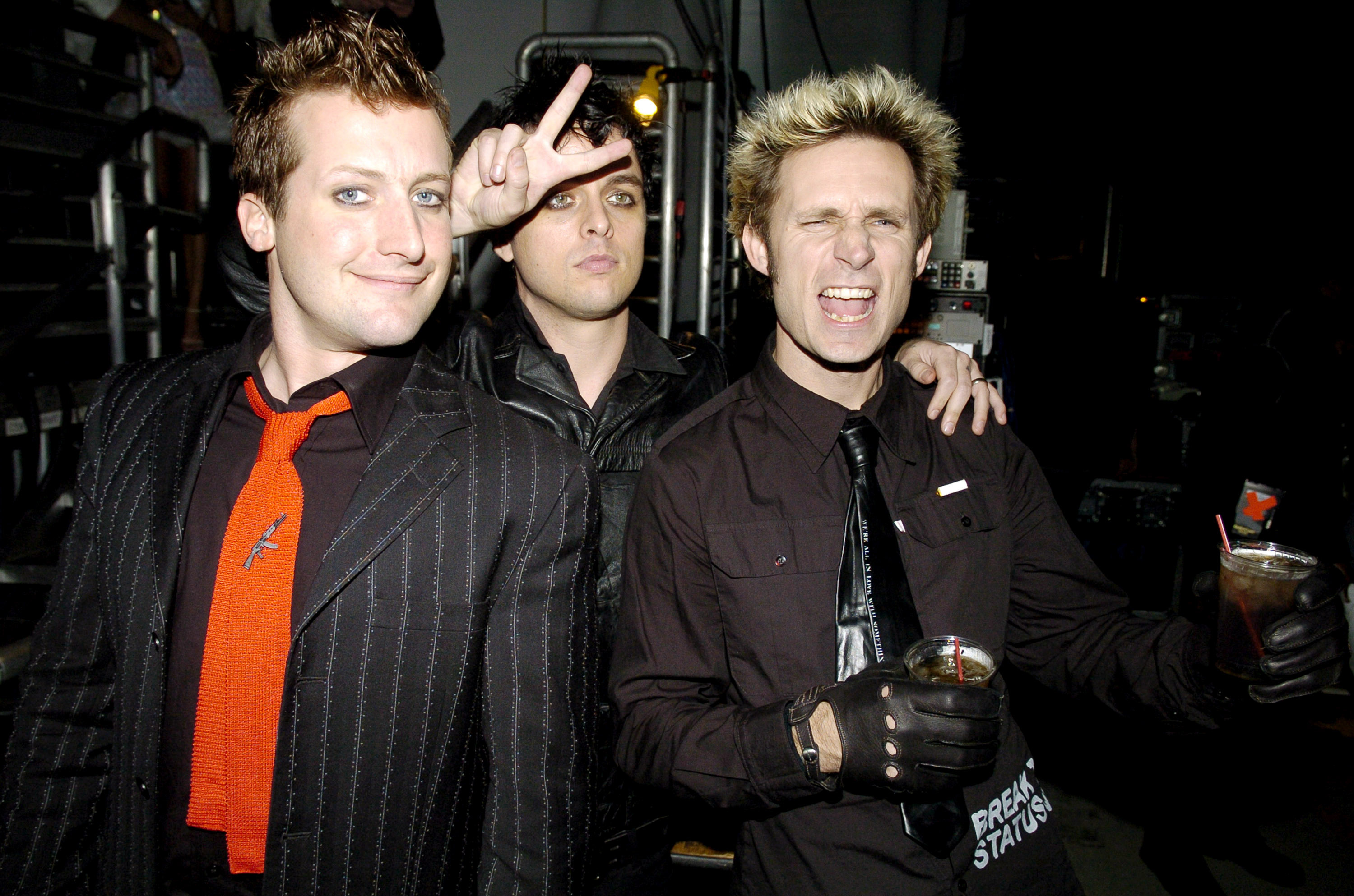 Green Day during Spike TV's 2nd Annual "Video Game Awards 2004" - Backstage at Barker Hangar in Santa Monica, California, United States