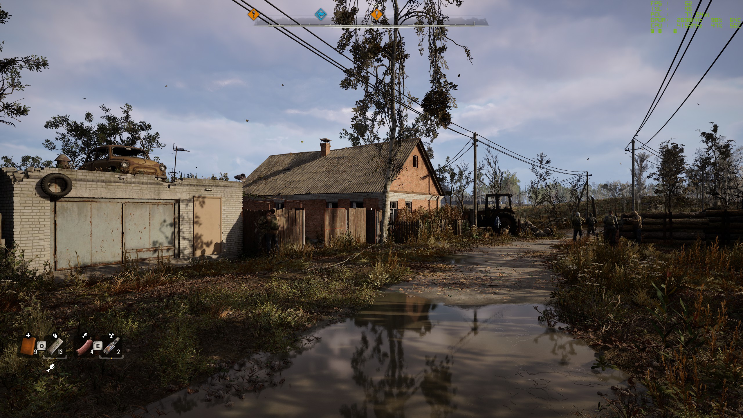 A screenshot of Stalker 2: Heart of Chornobyl, showing the impact of reflections settings