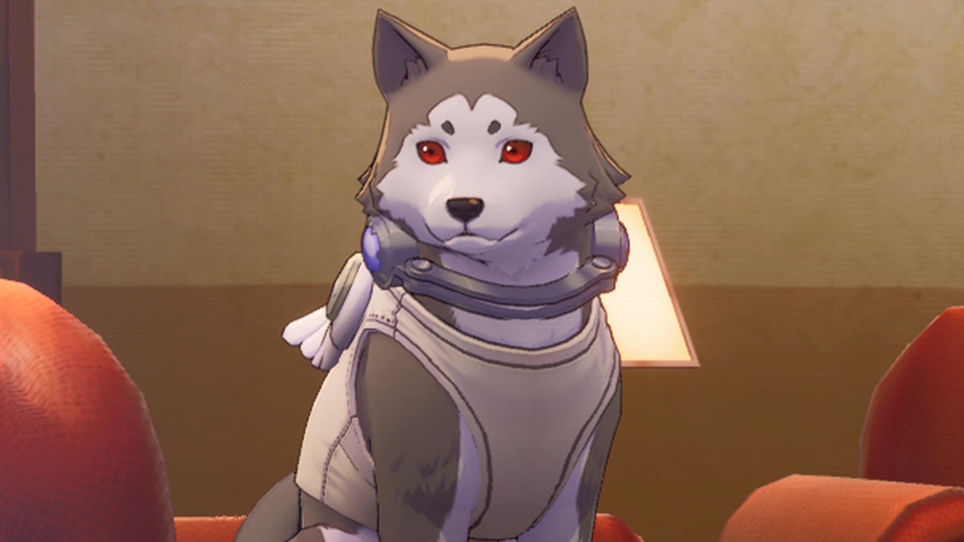 The adorable dog Koromaru in a Persona game