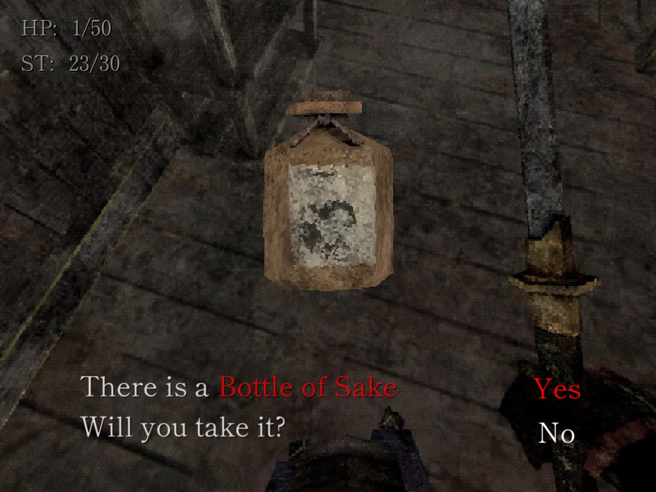 Pick up screen for a bottle of Sake in Labyrinth of the Demon King