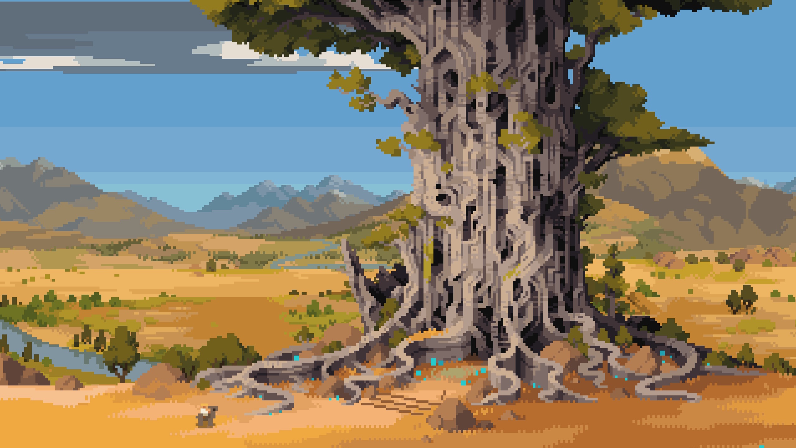 A gloriously huge tree rendered in pixel art from Arco