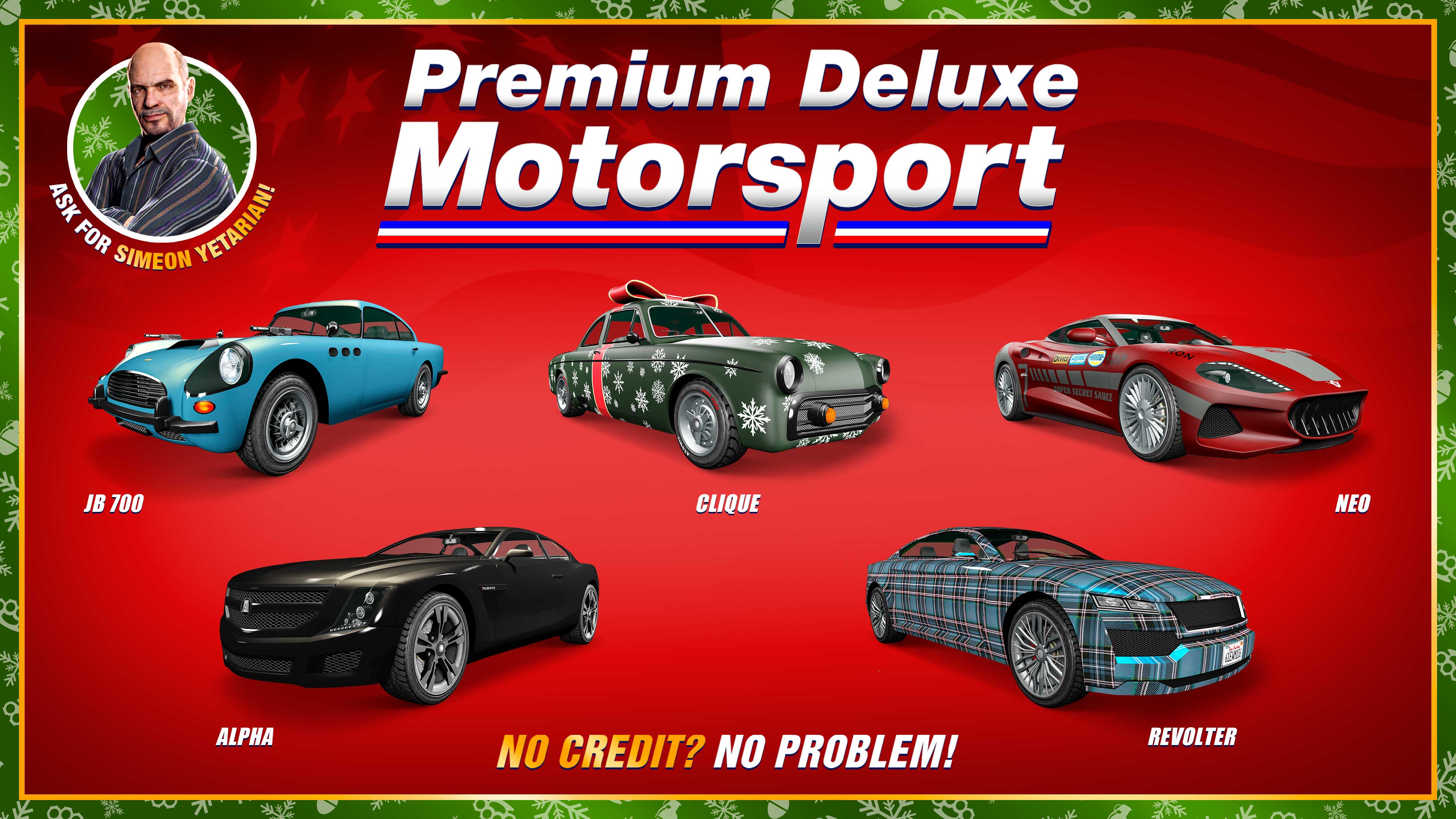 GTA Online promo art for vehicles at Premium Deluxe Motorsport this week