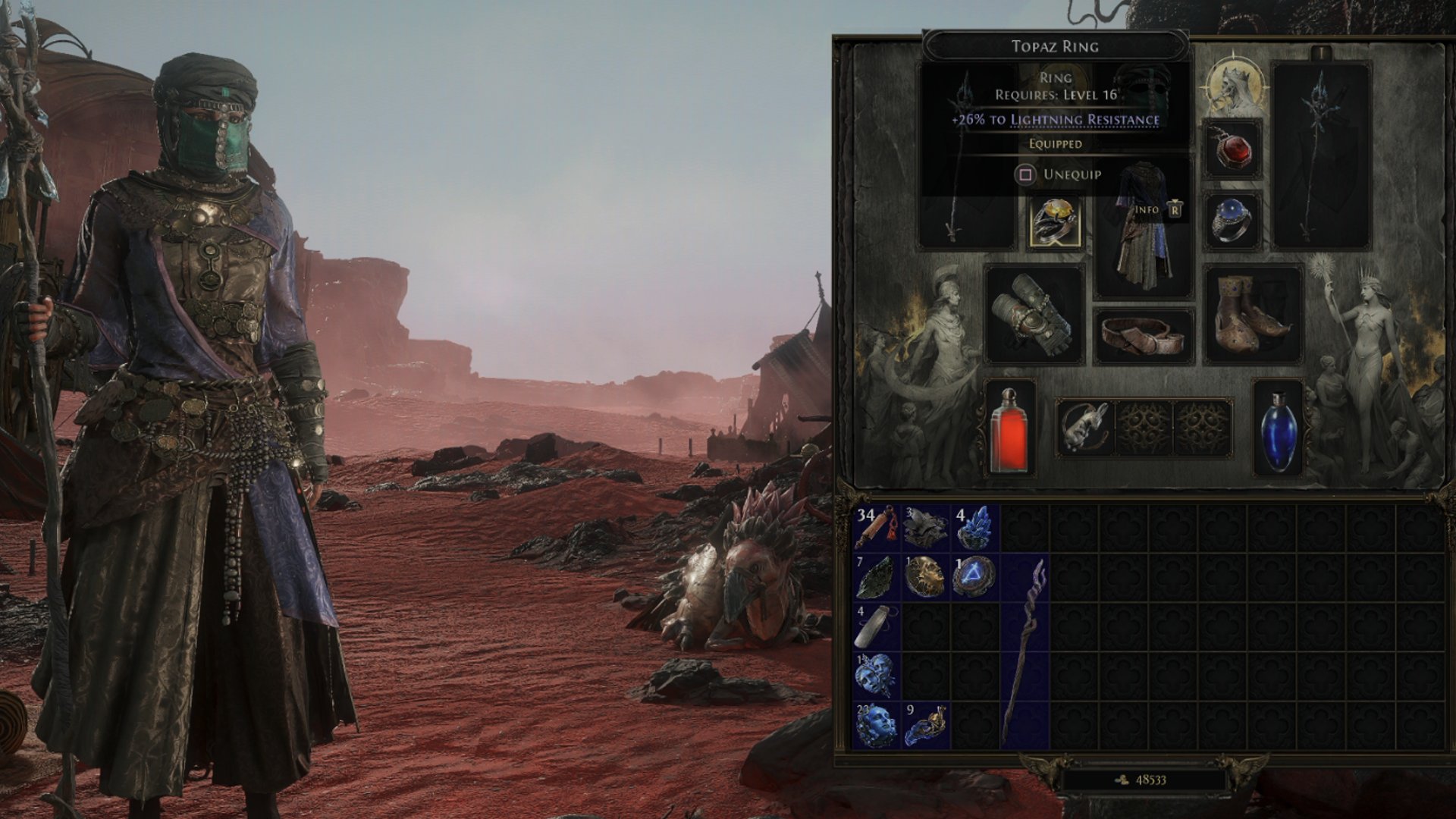A menu shows the gear to equip to beat Jamanra in Path of Exile 2 A menu shows the gear to equip to beat Jamanra in Path of Exile 2