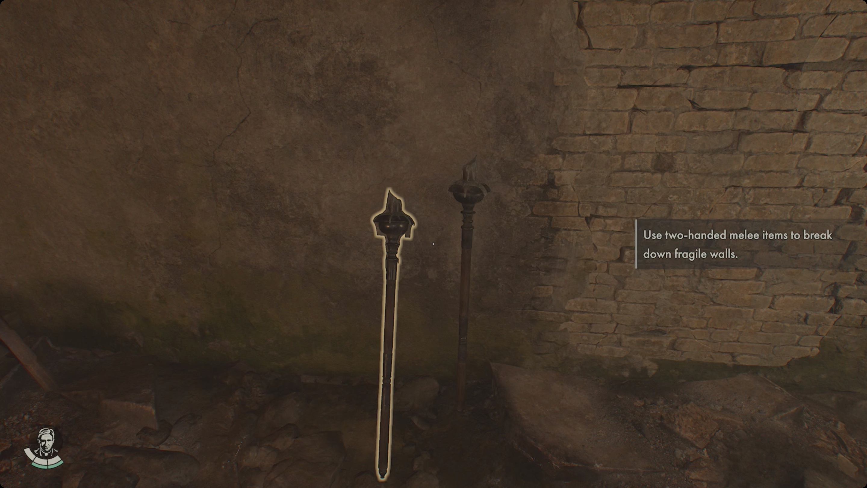 Indiana Jones and the Great Circle breaking a fragile wall with a heavy candlestick Indiana Jones and the Great Circle breaking a fragile wall with a heavy candlestick