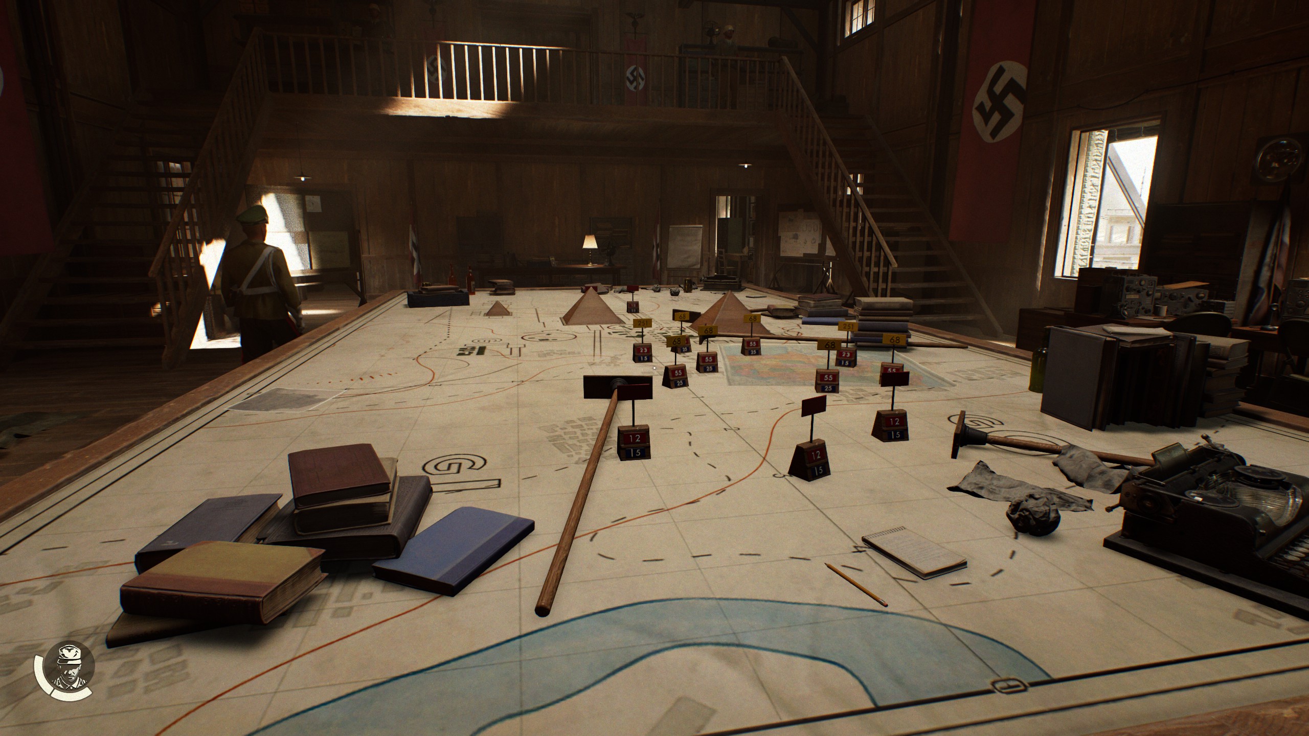 campaign map with miniatures in German headquarters in Indiana Jones and the Great Circle