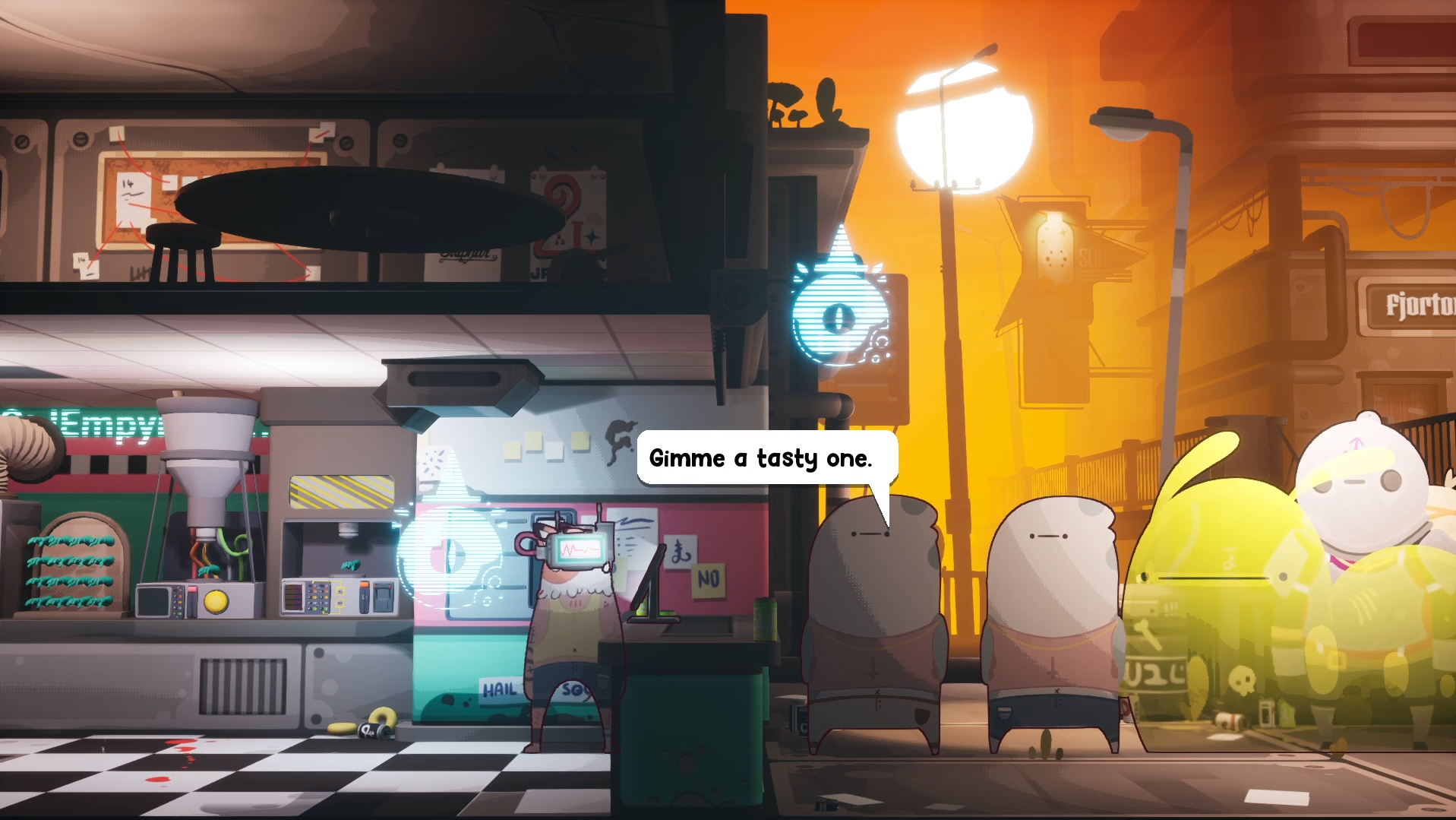 A screenshot from videogame Uncle Chop's Rocket Shop