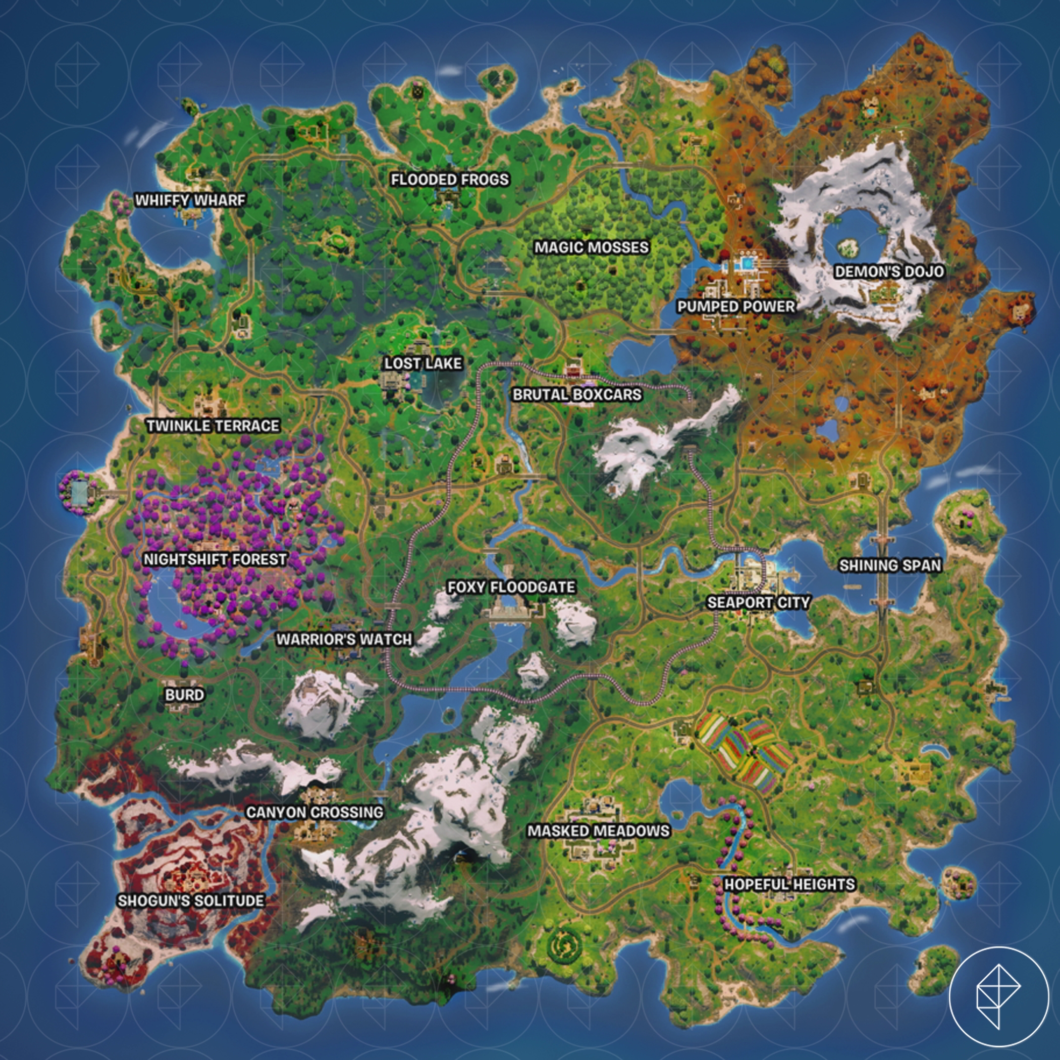 A map of Fortnite Chapter 6 Season 1