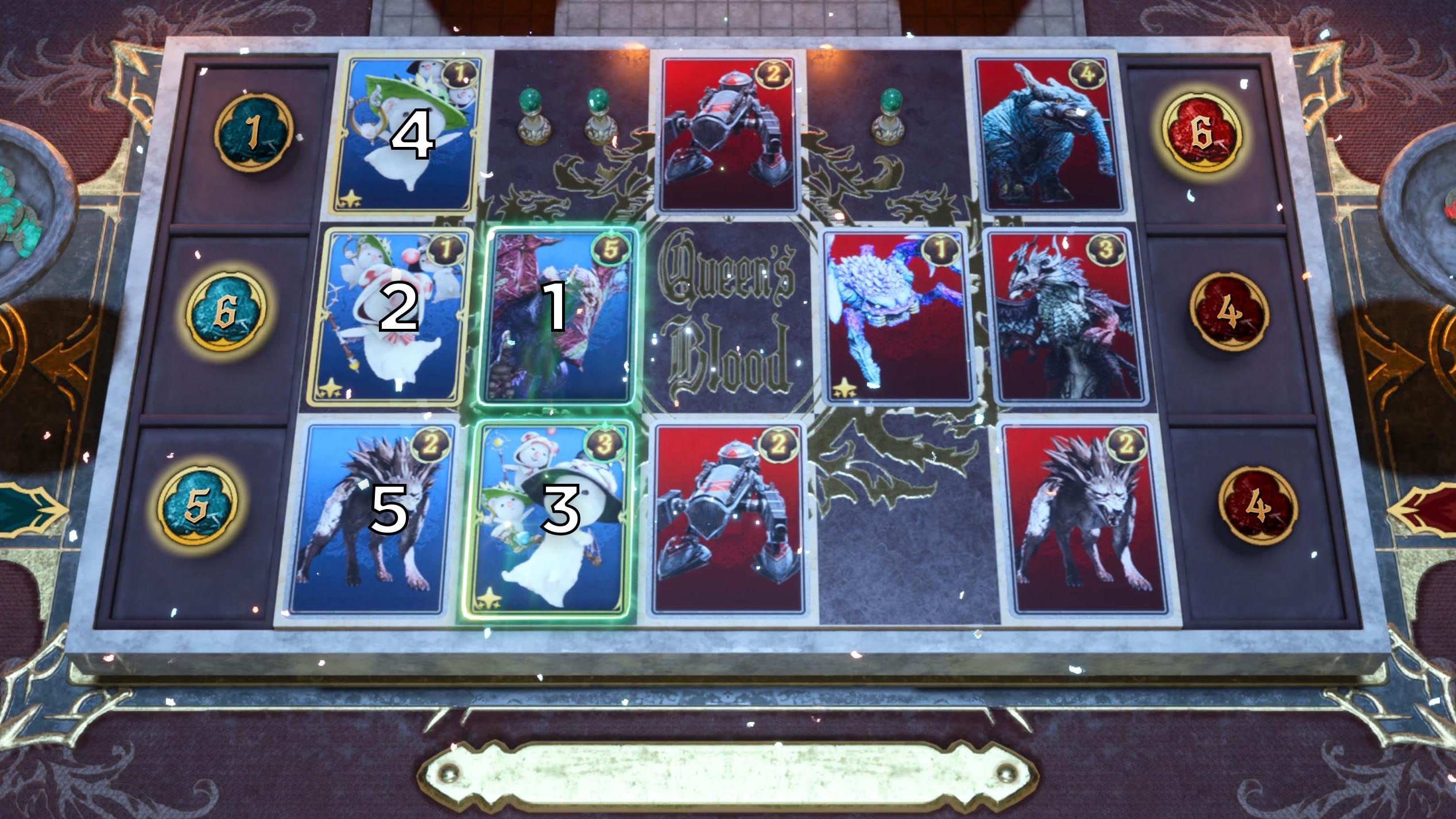 A graphic shows the solution to the third Card Carnival challenge in Final Fantasy 7 Rebirth. A graphic shows the solution to the third Card Carnival challenge in Final Fantasy 7 Rebirth.