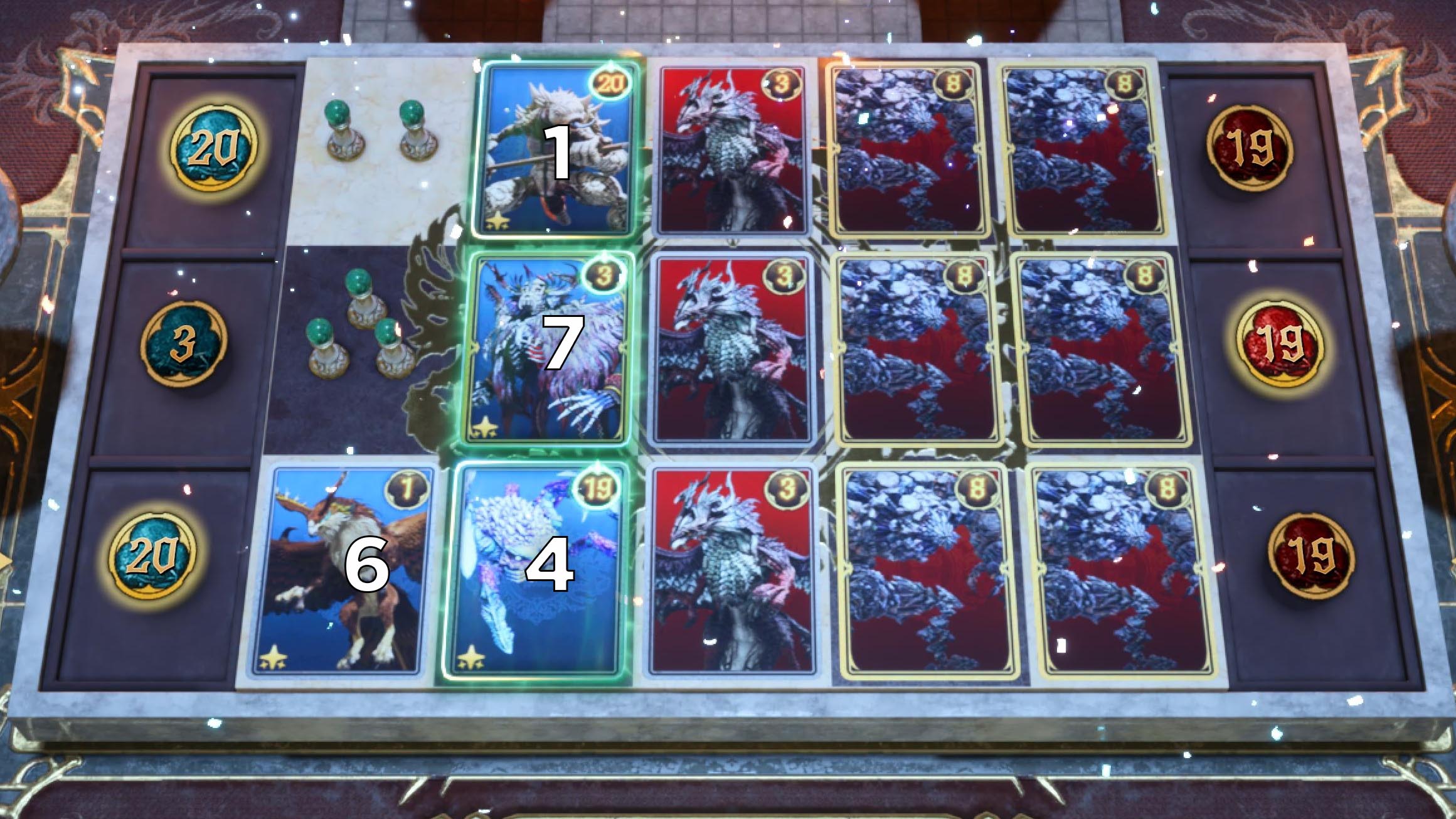 A graphic shows the solution of the eighth Card Carnival puzzle in FF7 Rebirth A graphic shows the solution of the eighth Card Carnival puzzle in FF7 Rebirth