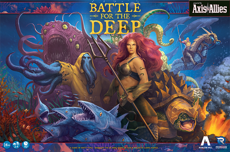 The cover art for Battle for the Deep, featuring a mermaid with a trident standing in front of a bunch of fish and octopus monsters. The cover art for Battle for the Deep, featuring a mermaid with a trident standing in front of a bunch of fish and octopus monsters.