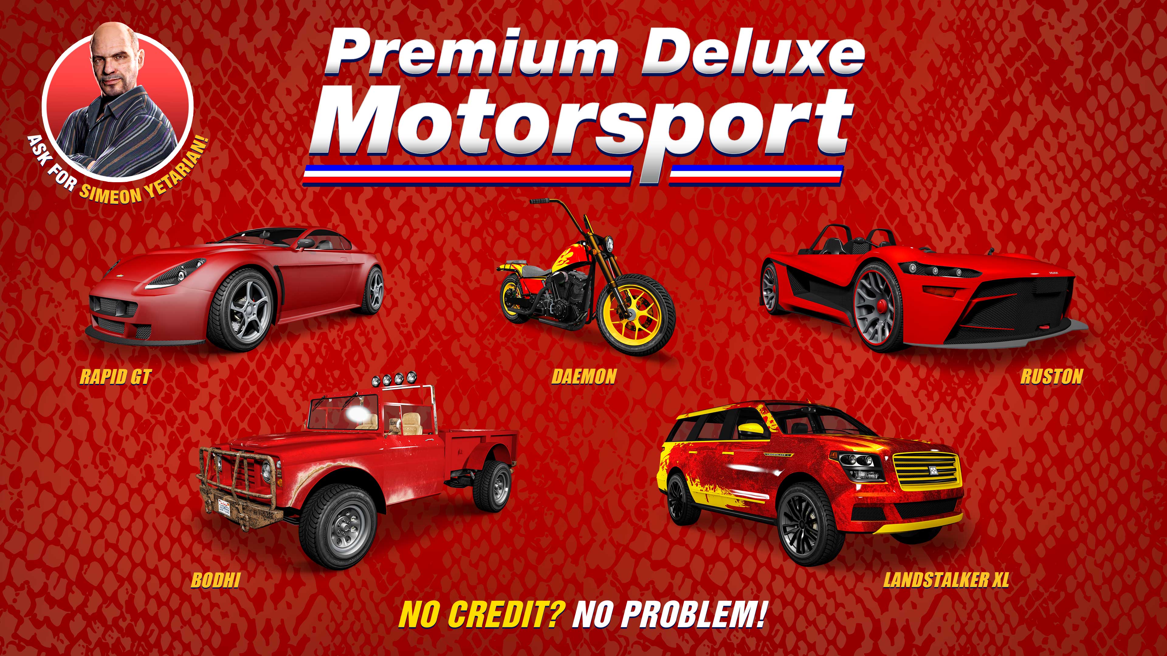 GTA Online promo art for vehicles at Premium Deluxe Motorsport this week GTA Online promo art for vehicles at Premium Deluxe Motorsport this week