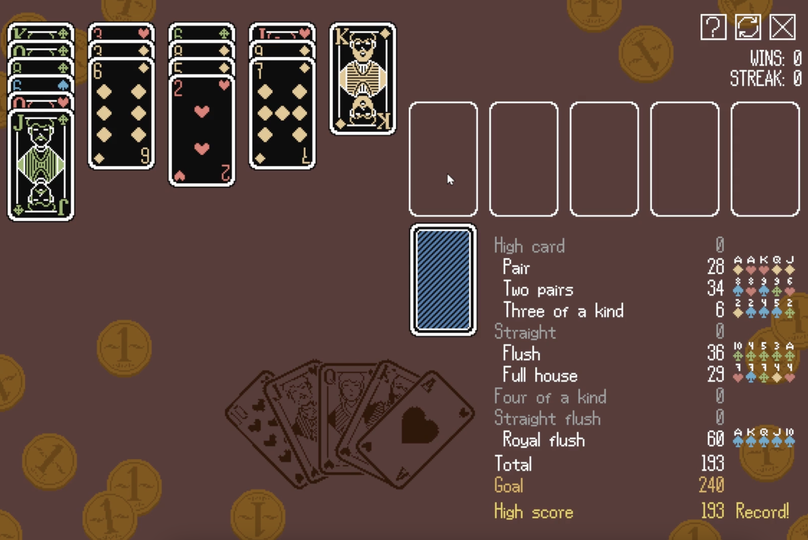 A screenshot of Royal Flush Solitaire