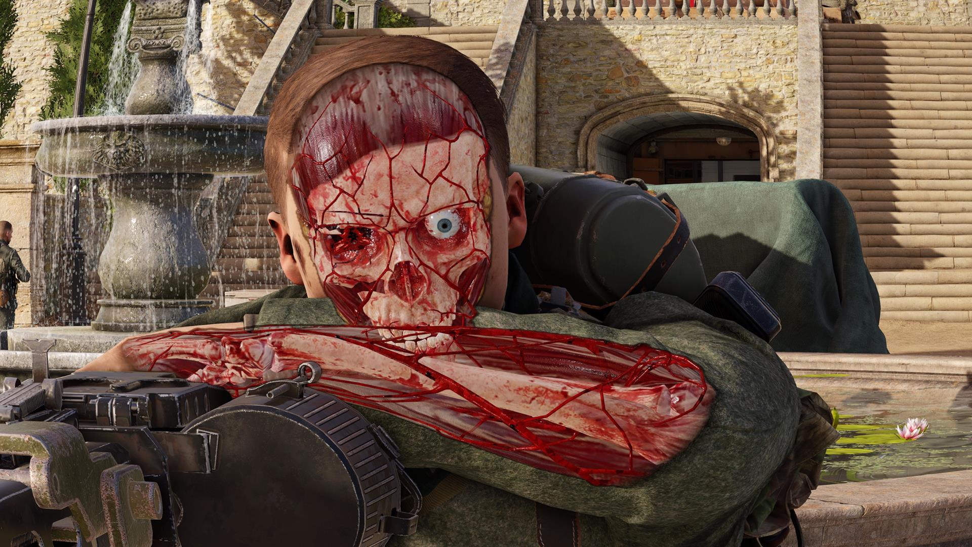 The image is of the X-Ray Kill Cam, which shows the innards of an enemy being pierced by a bullet. The image is of the X-Ray Kill Cam, which shows the innards of an enemy being pierced by a bullet.