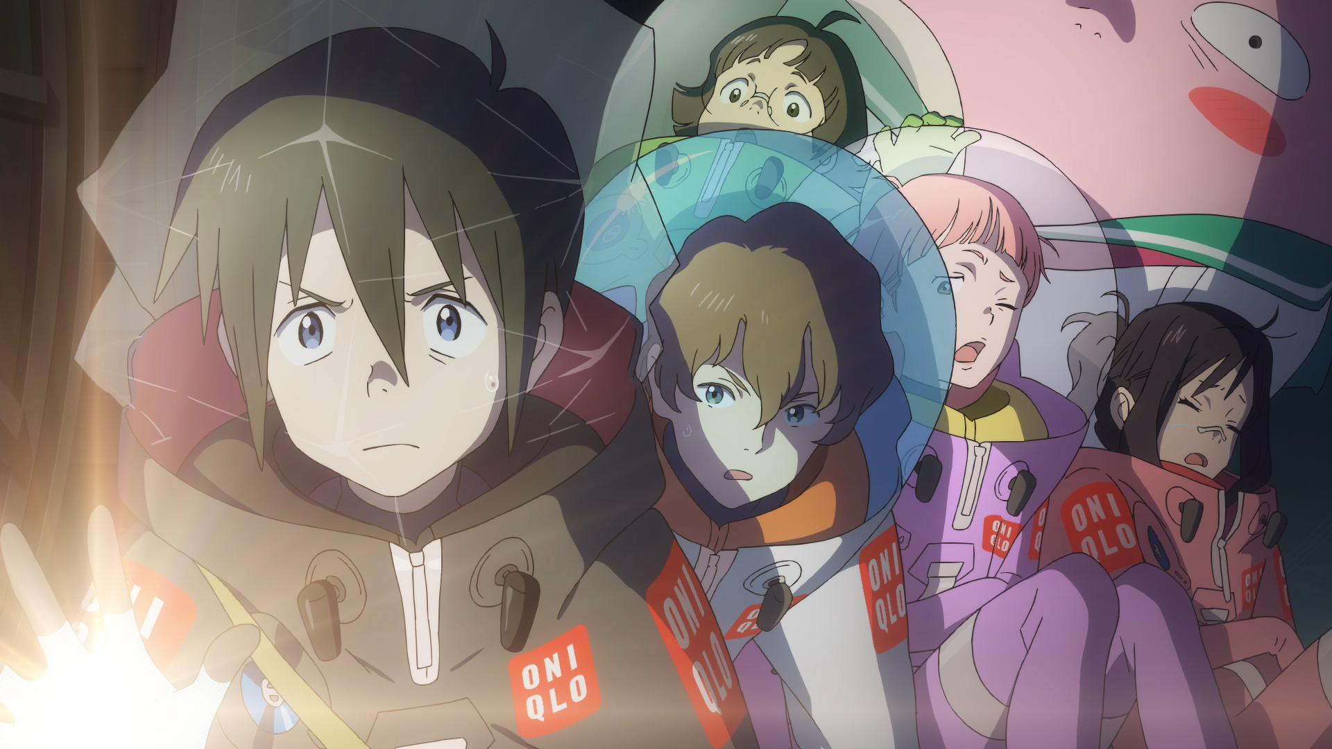 (L-R) Touya, Taiyo, Hiroshi, Nasa, Mina, and Anshinkun in The Orbital Children. (L-R) Touya, Taiyo, Hiroshi, Nasa, Mina, and Anshinkun in The Orbital Children.