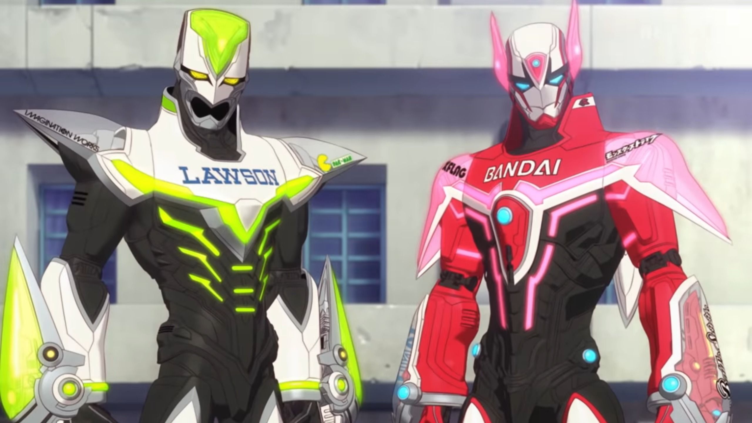 Kotetsu T. Kaburagi and Barnaby Brooks Jr. standing beside one another in their armored superhero outfits in Tiger & Bunny. Kotetsu T. Kaburagi and Barnaby Brooks Jr. standing beside one another in their armored superhero outfits in Tiger & Bunny.