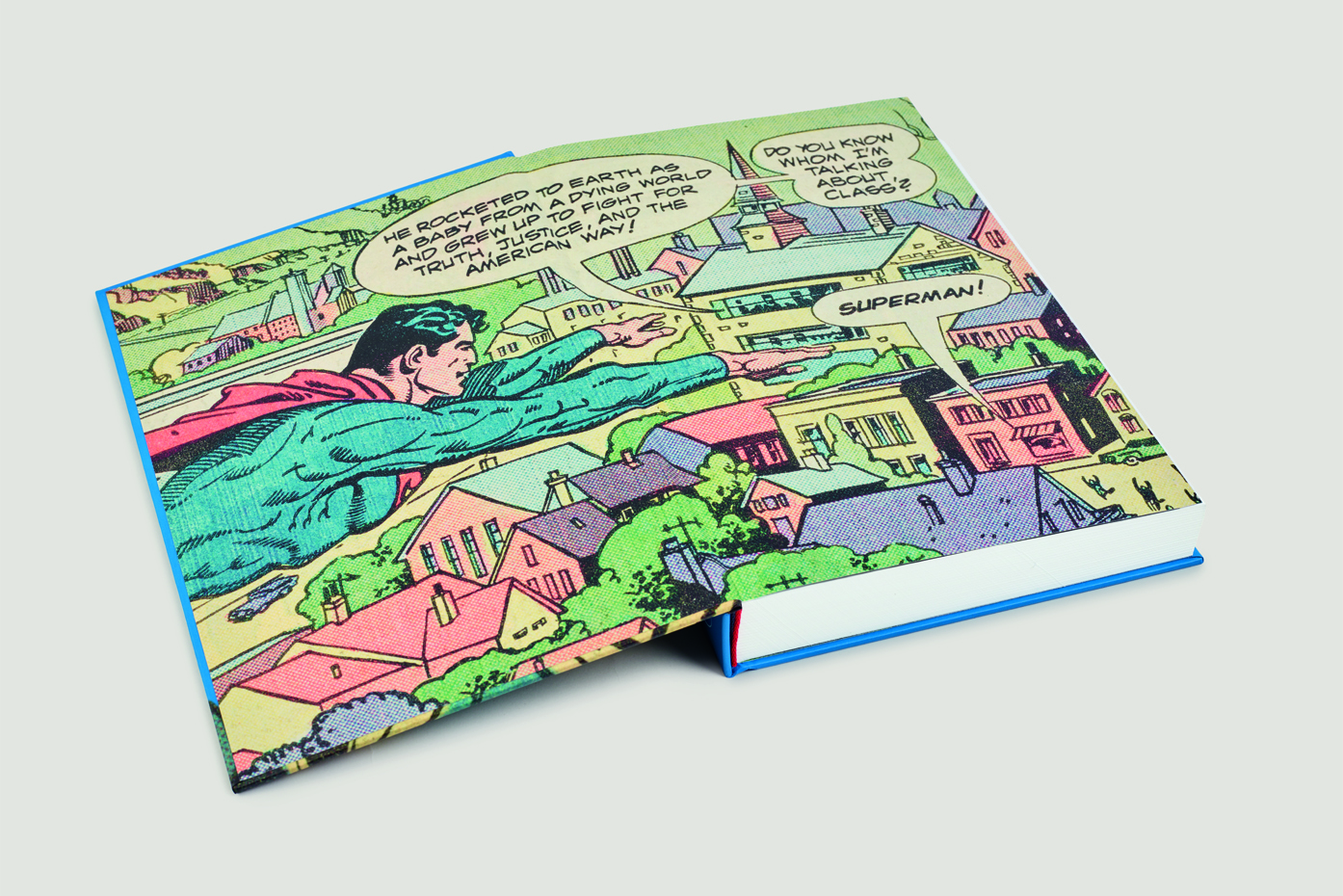 A stock image of the interior cover of DC: Superman, published by The Folio Society A stock image of the interior cover of DC: Superman, published by The Folio Society