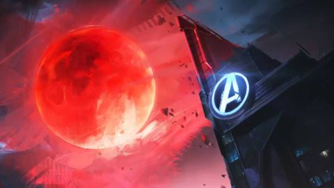 A red moon sits next to Avenger’s Tower in Marvel Rivals’ first season trailer