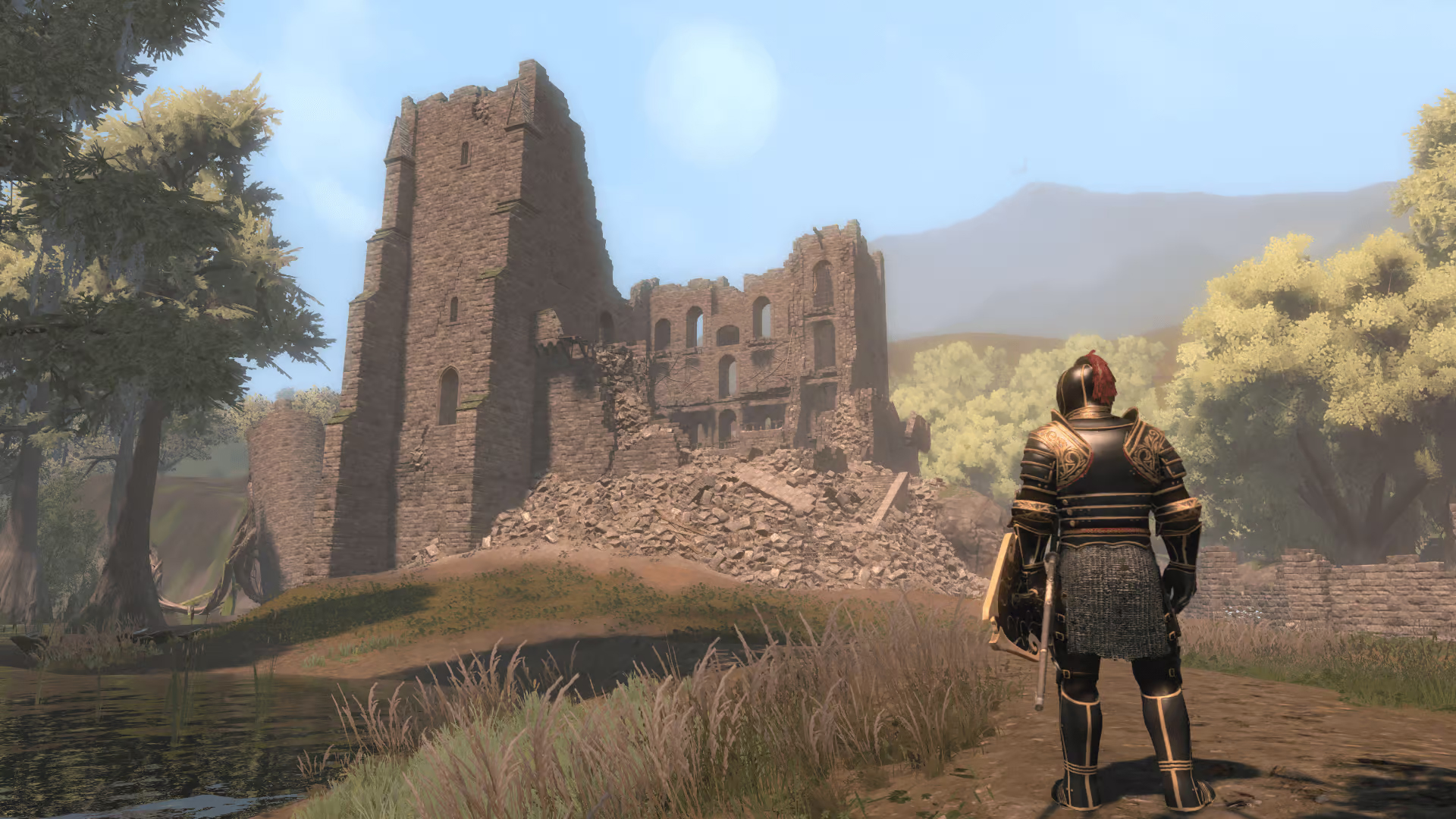 A hero near castle ruins