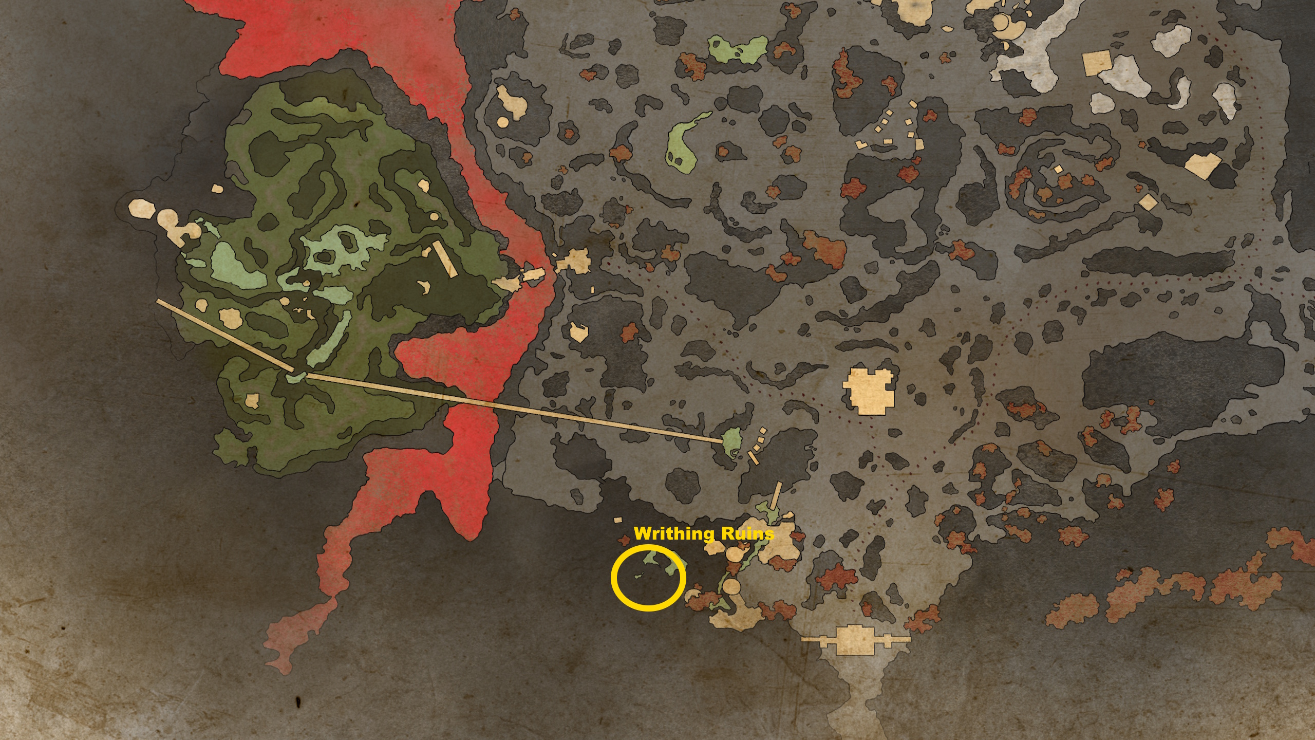 A map image showing where to find the Ancient Arrowhead treasure map in Avowed