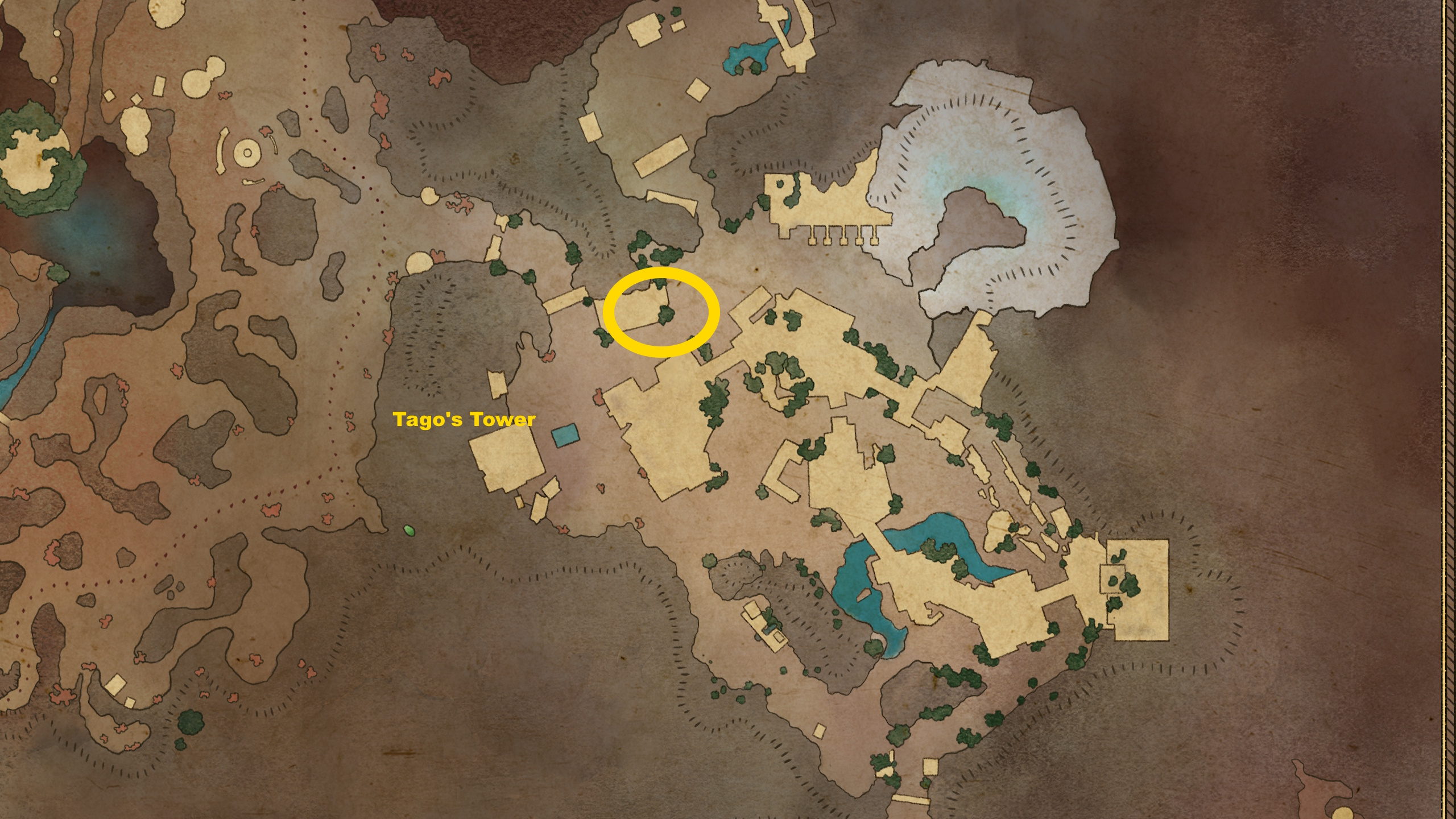 A map image showing where to find the Dead Man’s Mail treasure in Avowed