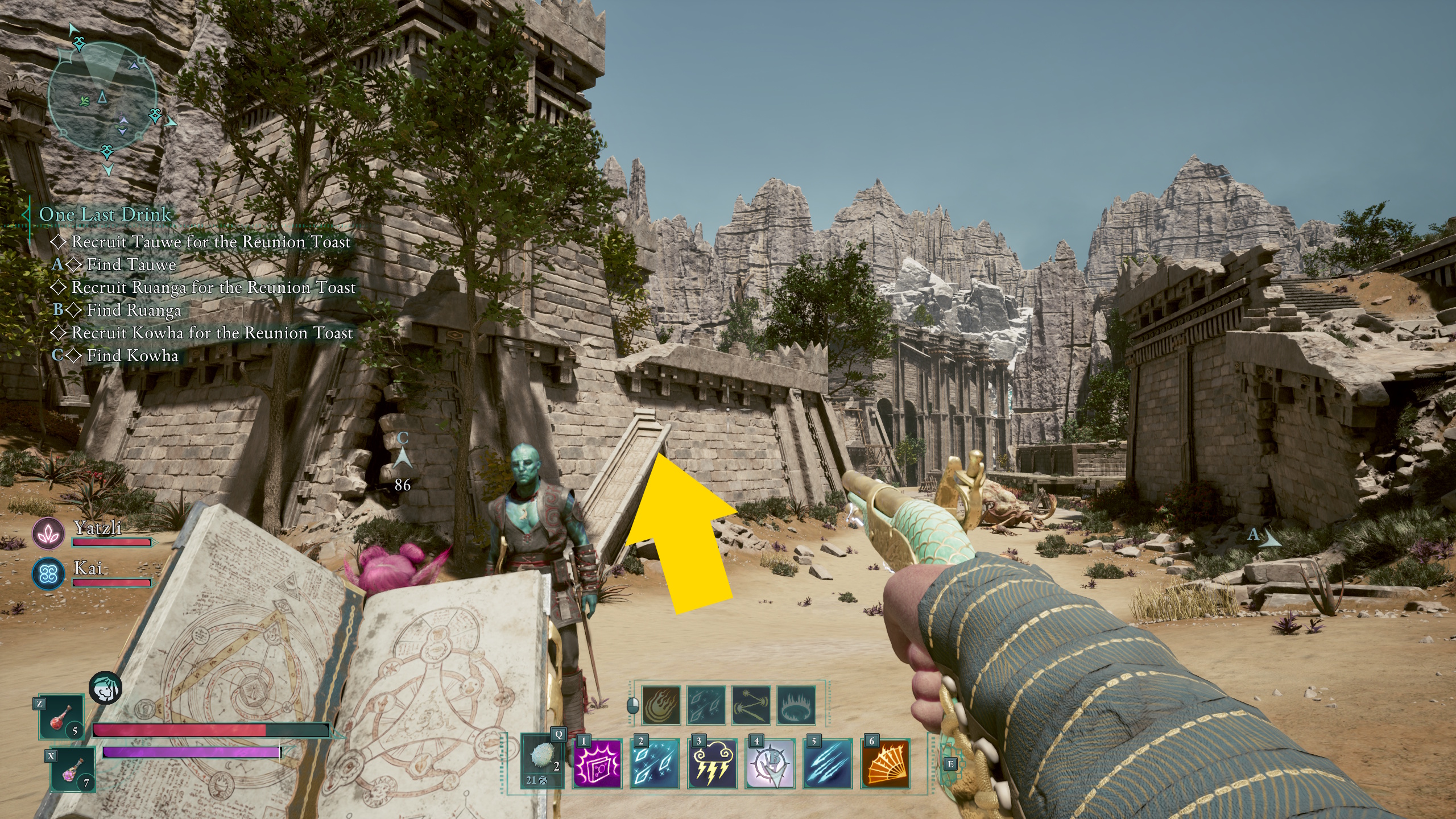 The main character in Avowed, looking at the way to reach the Dead Man’s Mail treasure