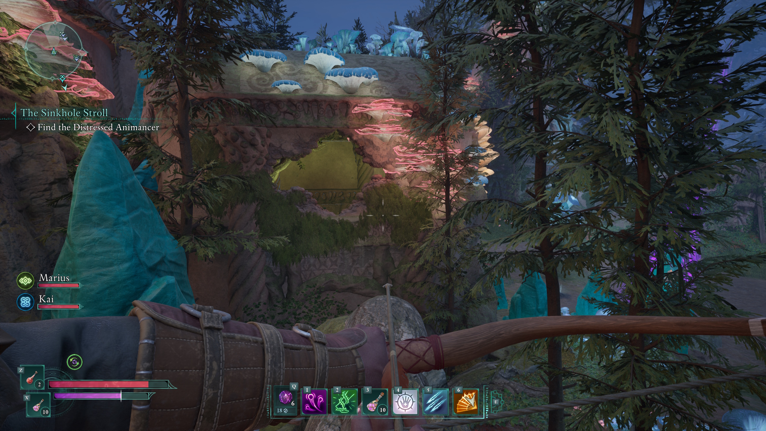 The Avowed main character walks toward the Earthly Aegis treasure map in Emerald Stair The Avowed main character walks toward the Earthly Aegis treasure map in Emerald Stair