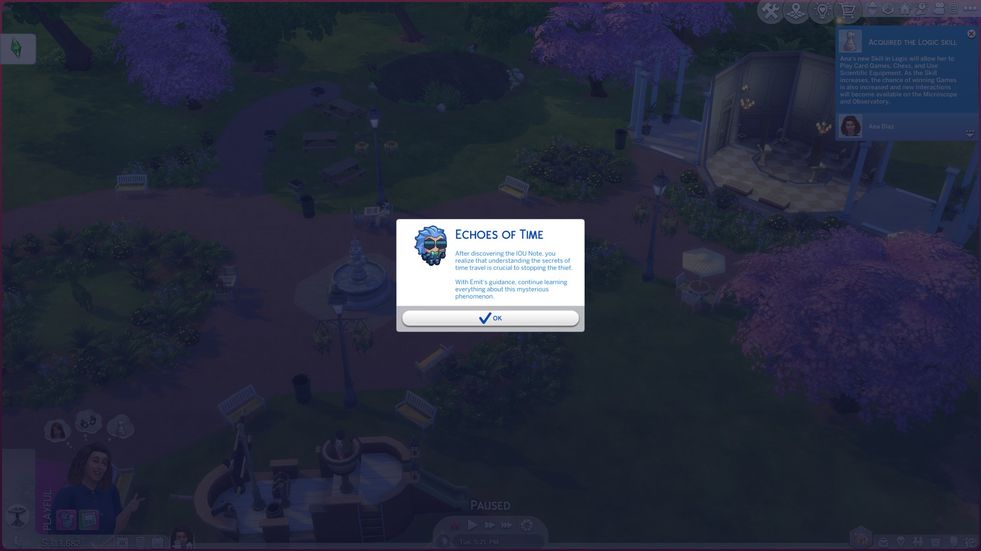 An image showing a popup window for a quest in The Sims 4. An image showing a popup window for a quest in The Sims 4.
