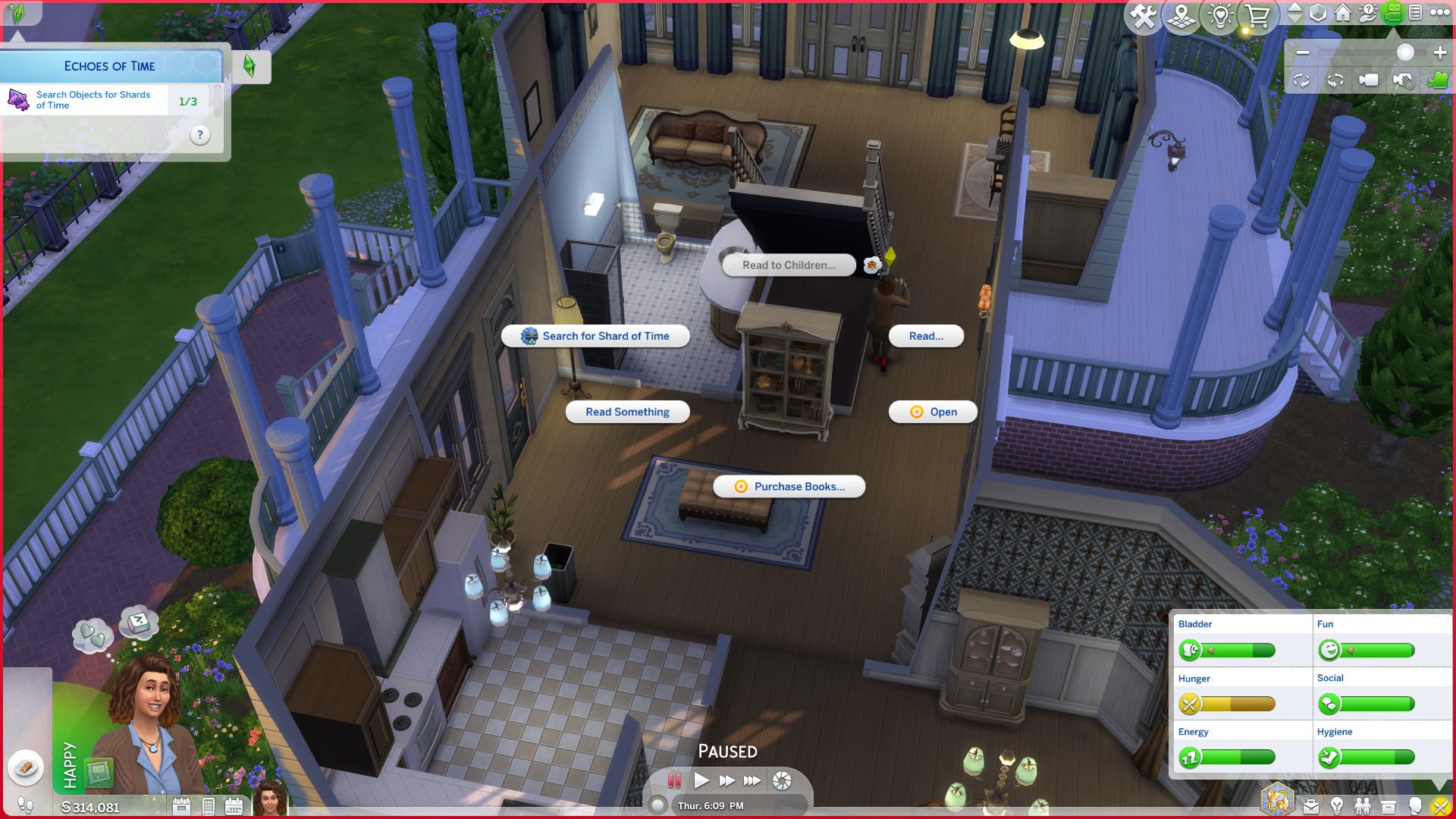 An image showing a book shelf in The Sims 4. An image showing a book shelf in The Sims 4.
